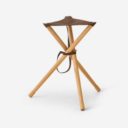 Trépied bois avec assise en cuir 500