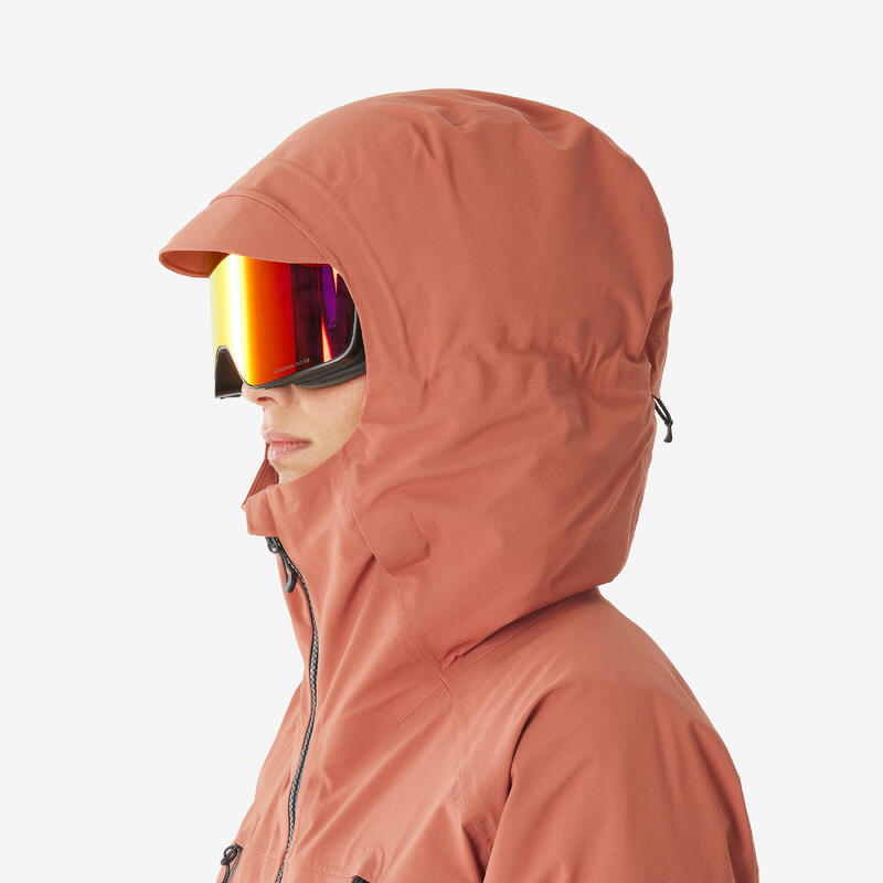 Geacă de schi freeride impermeabilă FR900 maro damă