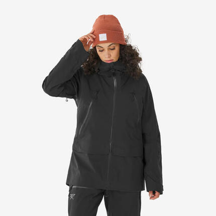 Skijacke Freeride wasserdicht Damen, FR900 schwarz