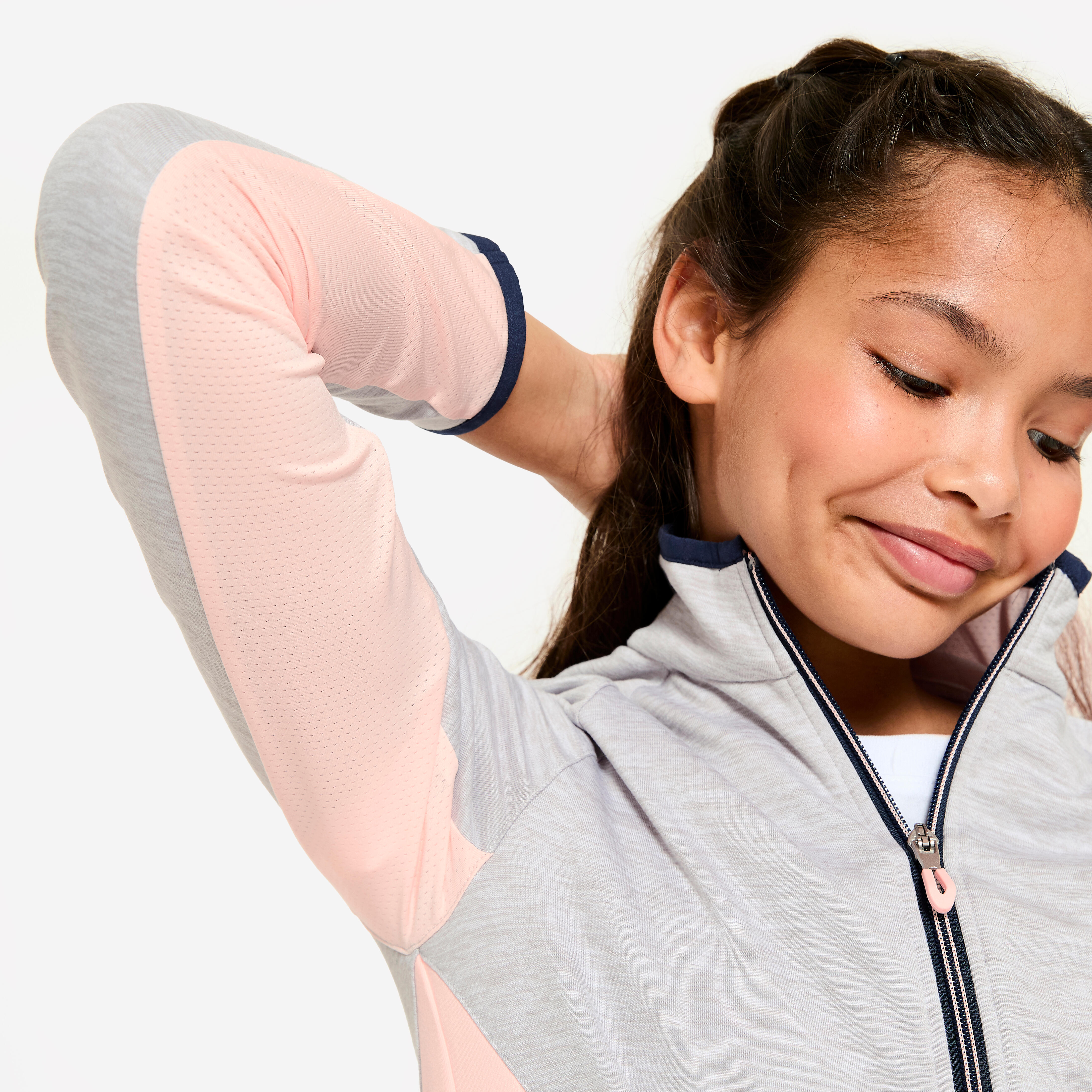 Kids' Synthetic Breathable Tracksuit S500 - Grey and Pink