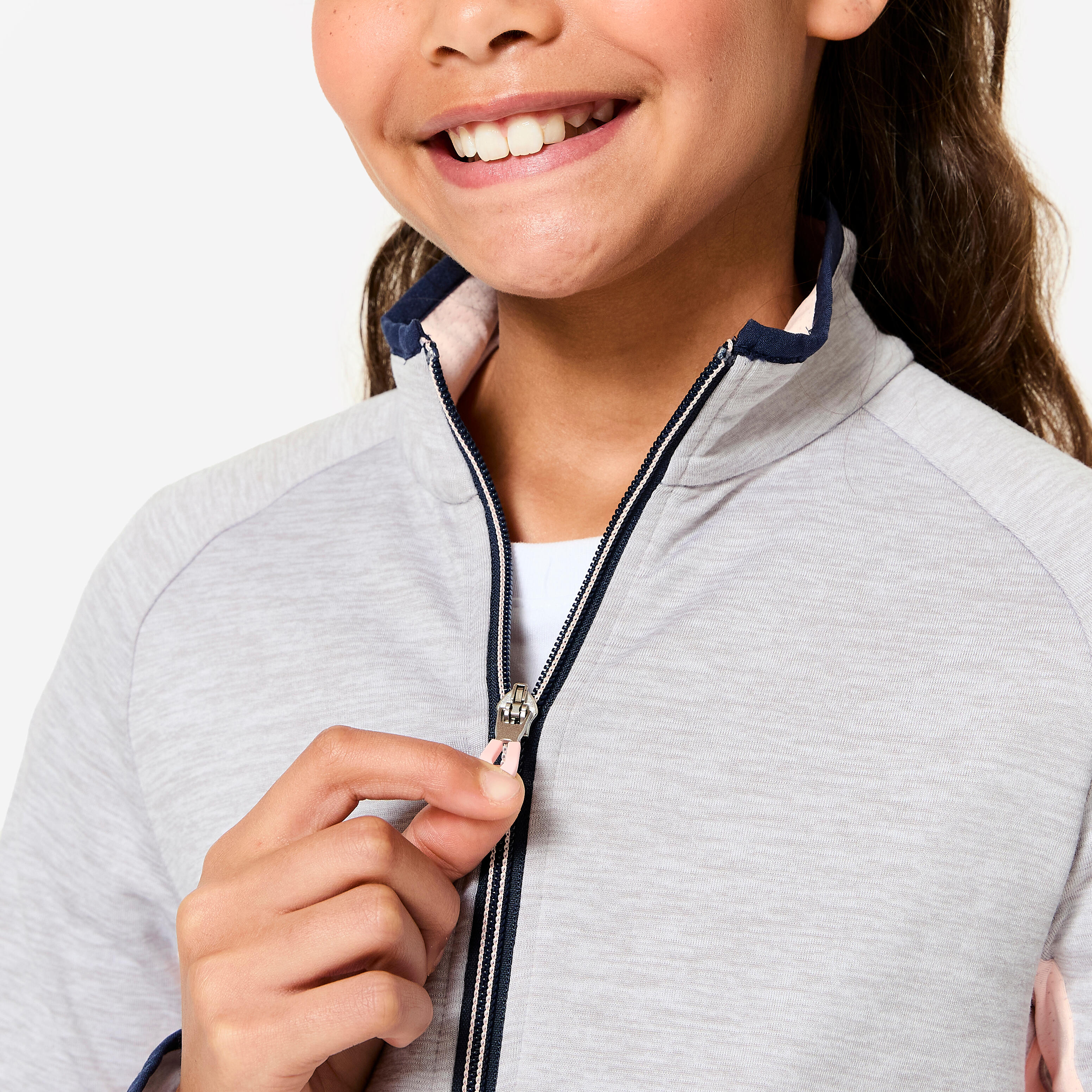 Kids' Synthetic Breathable Tracksuit S500 - Grey and Pink