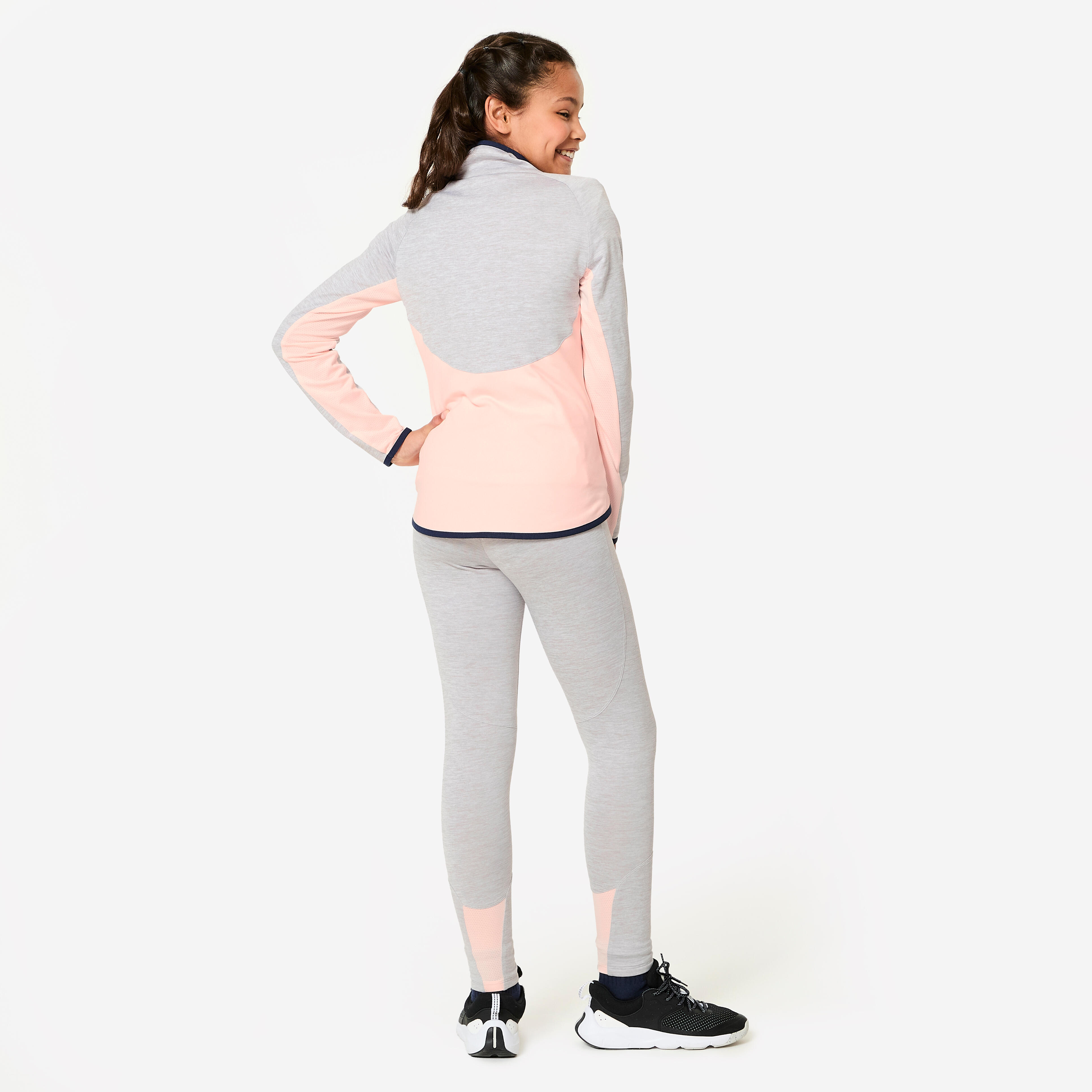 Kids' Synthetic Breathable Tracksuit S500 - Grey and Pink