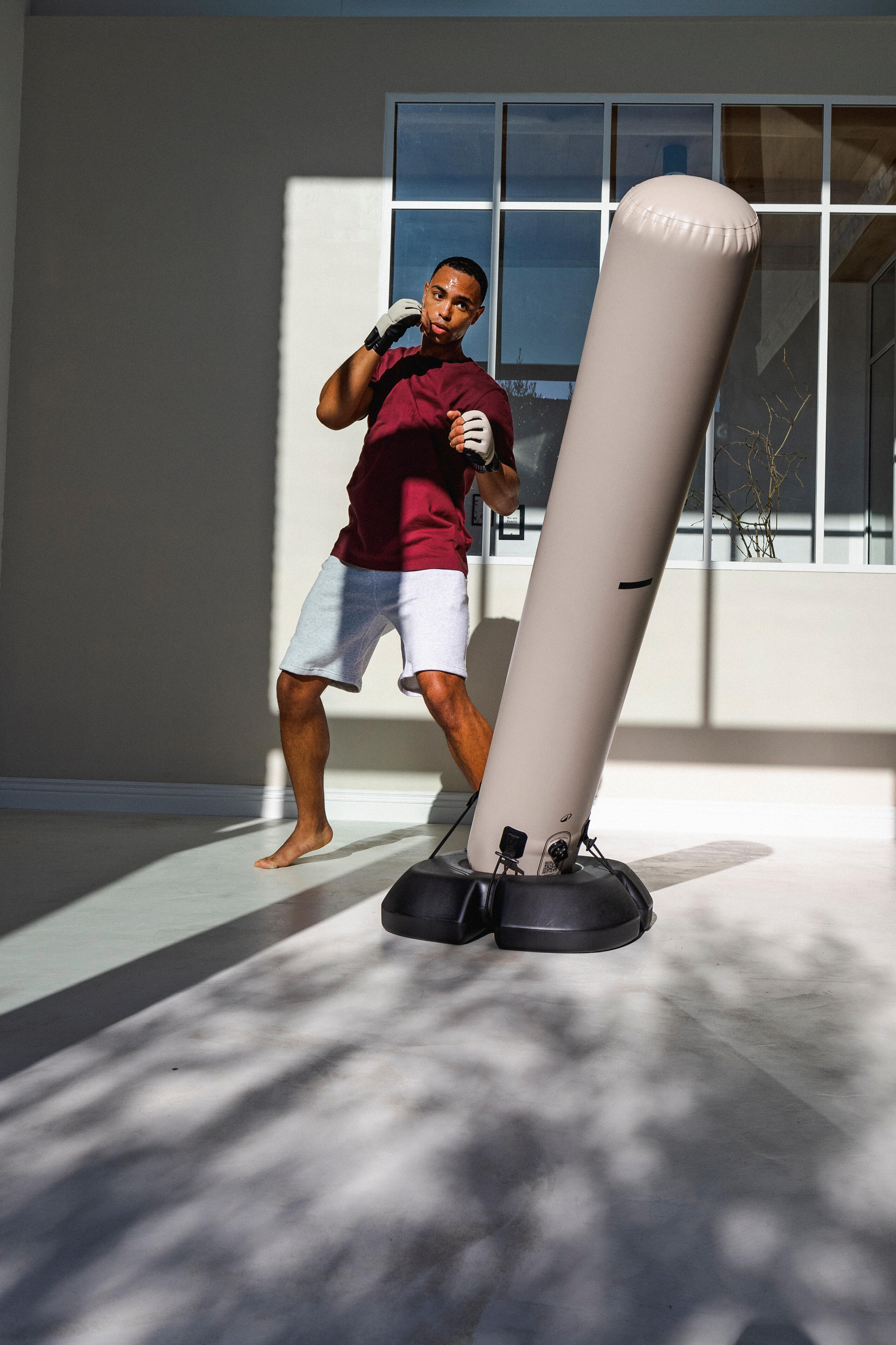 Free-Standing Punching Bag - Black/Beige - OUTSHOCK