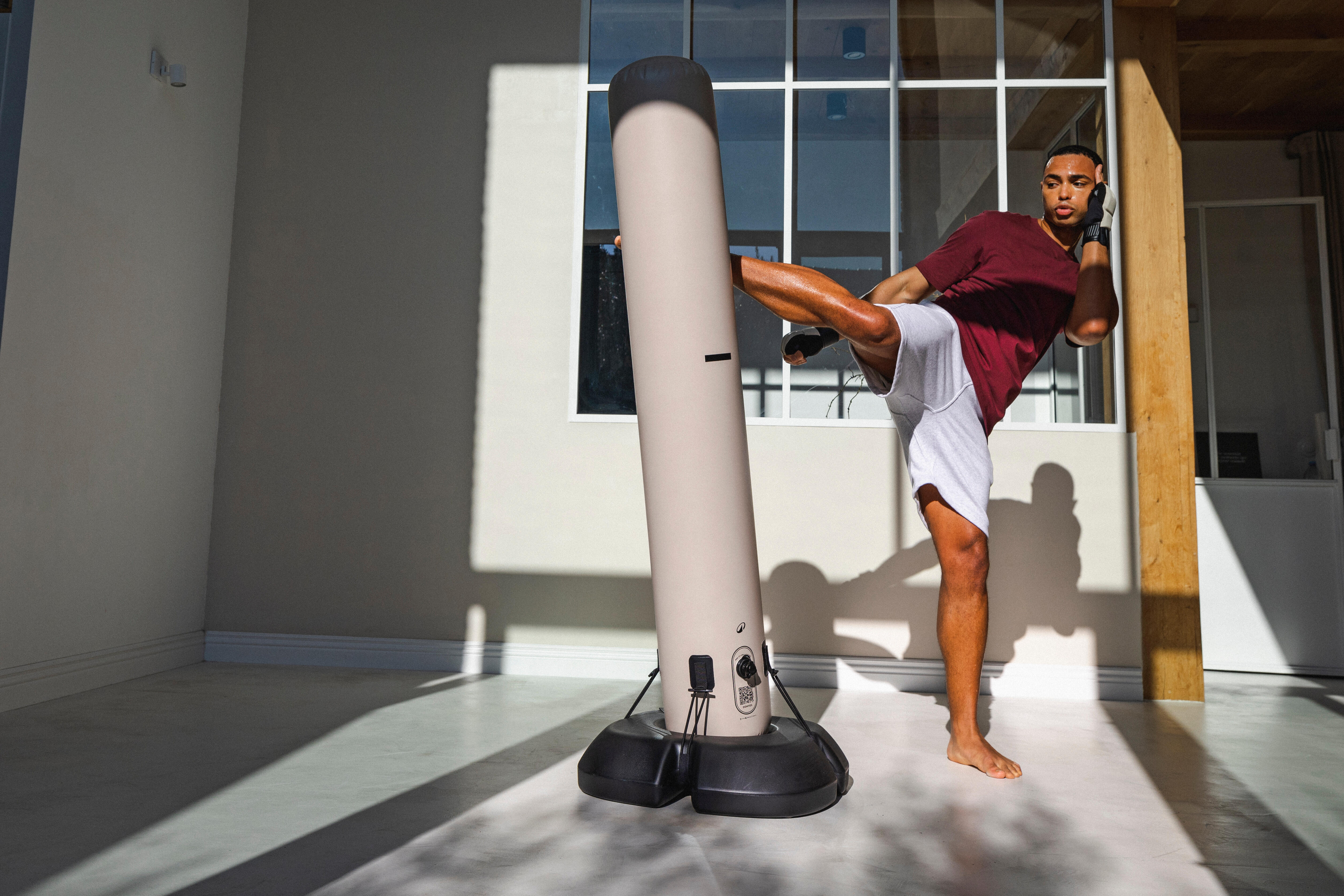 Free-Standing Punching Bag - Black/Beige - OUTSHOCK