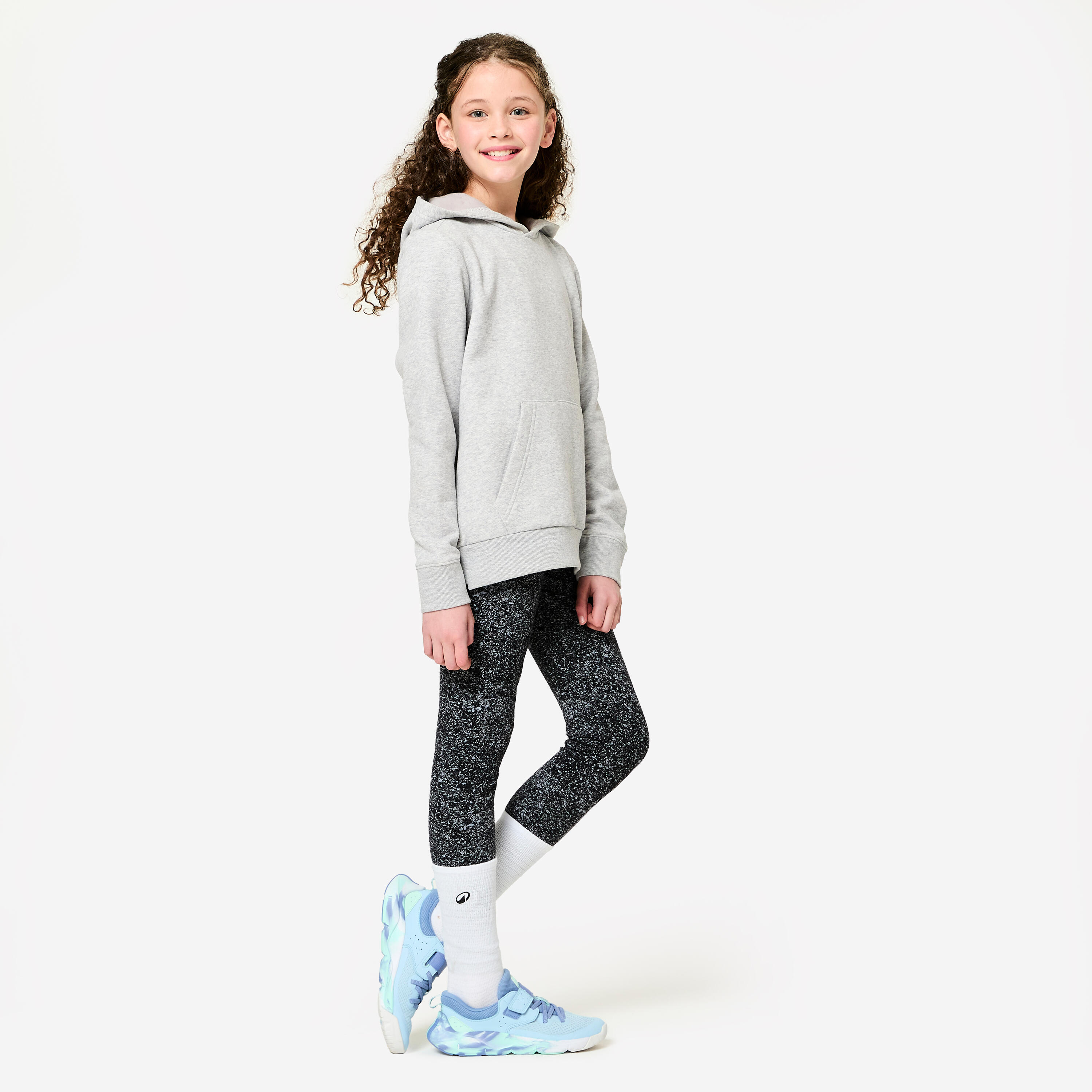 Legging coton fille, imprimé noir 2/7