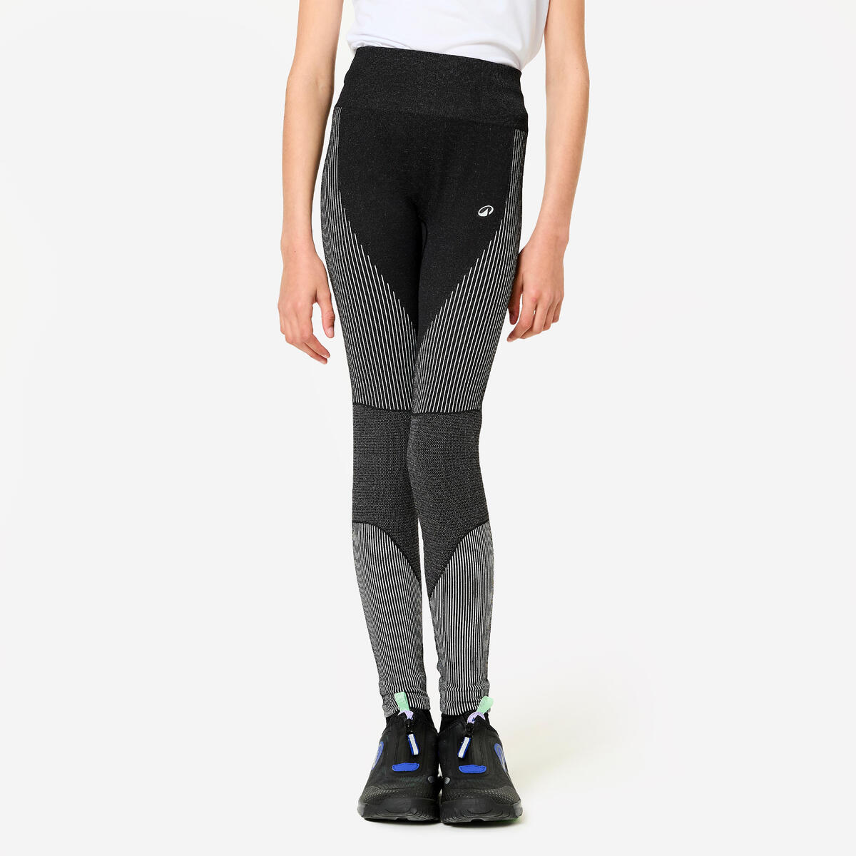Legging de fitness sans couture fille, noir et blanc