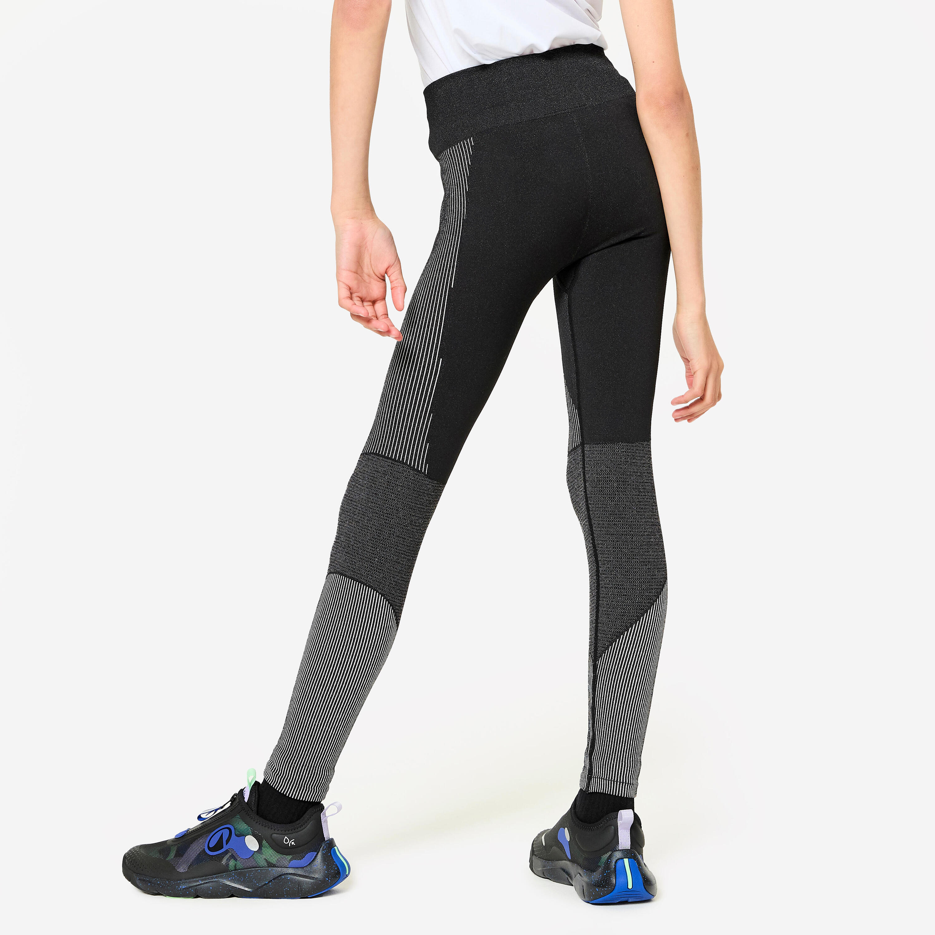 Legging de fitness sans couture fille, noir et blanc 4/5