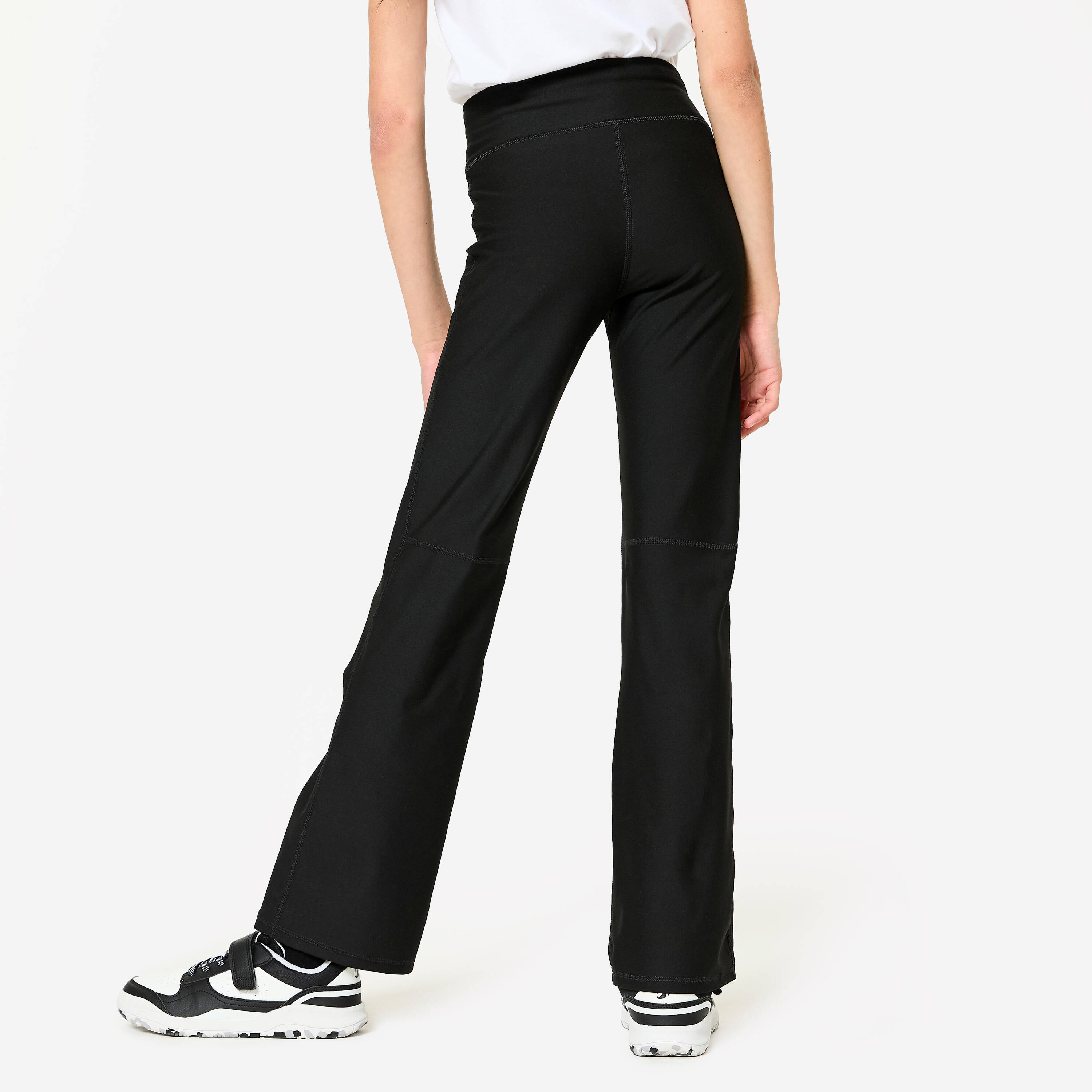 Girls' High-Waisted Flared Fitness Leggings - Black -  4