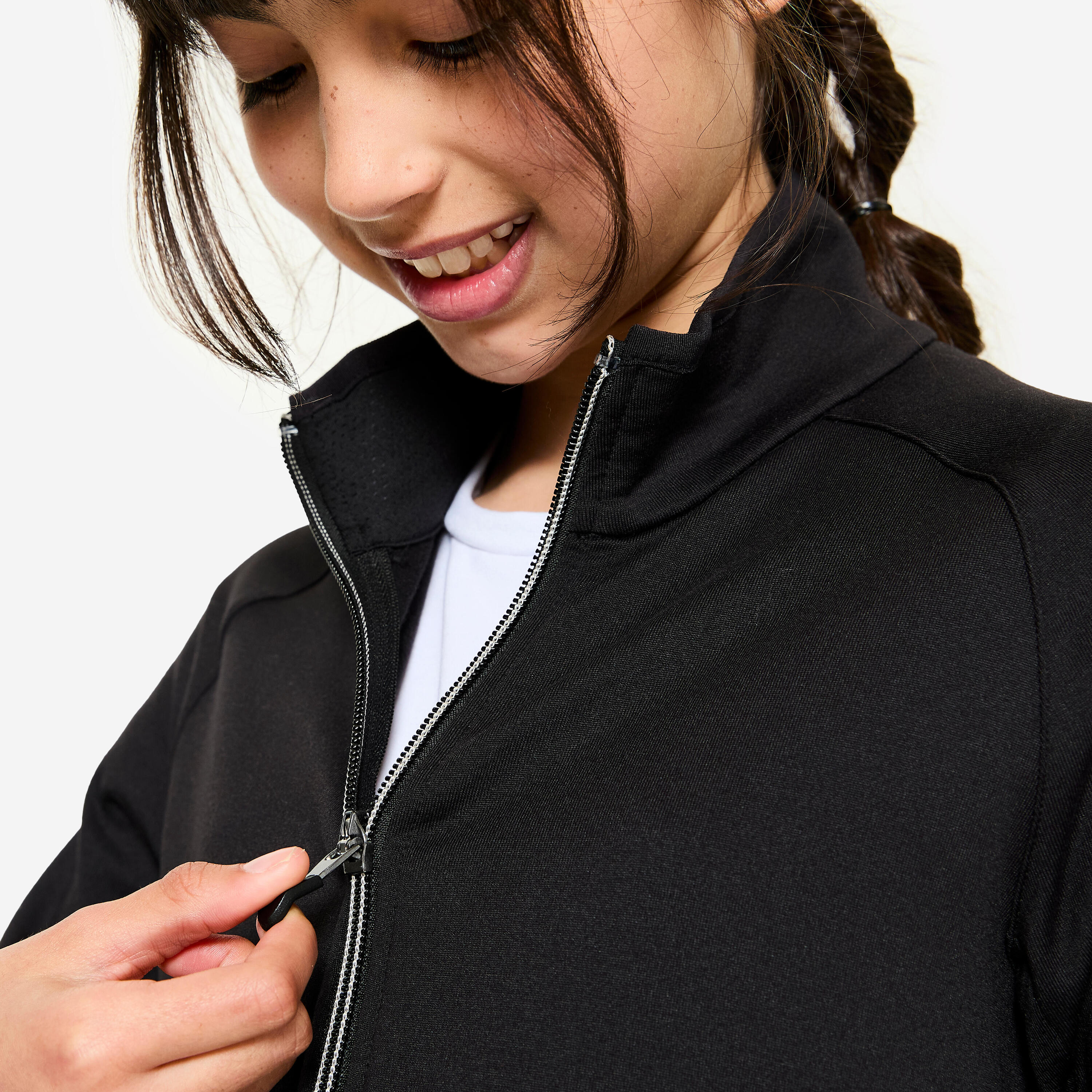 Veste de sport cintrée fille, vnoir 3/7