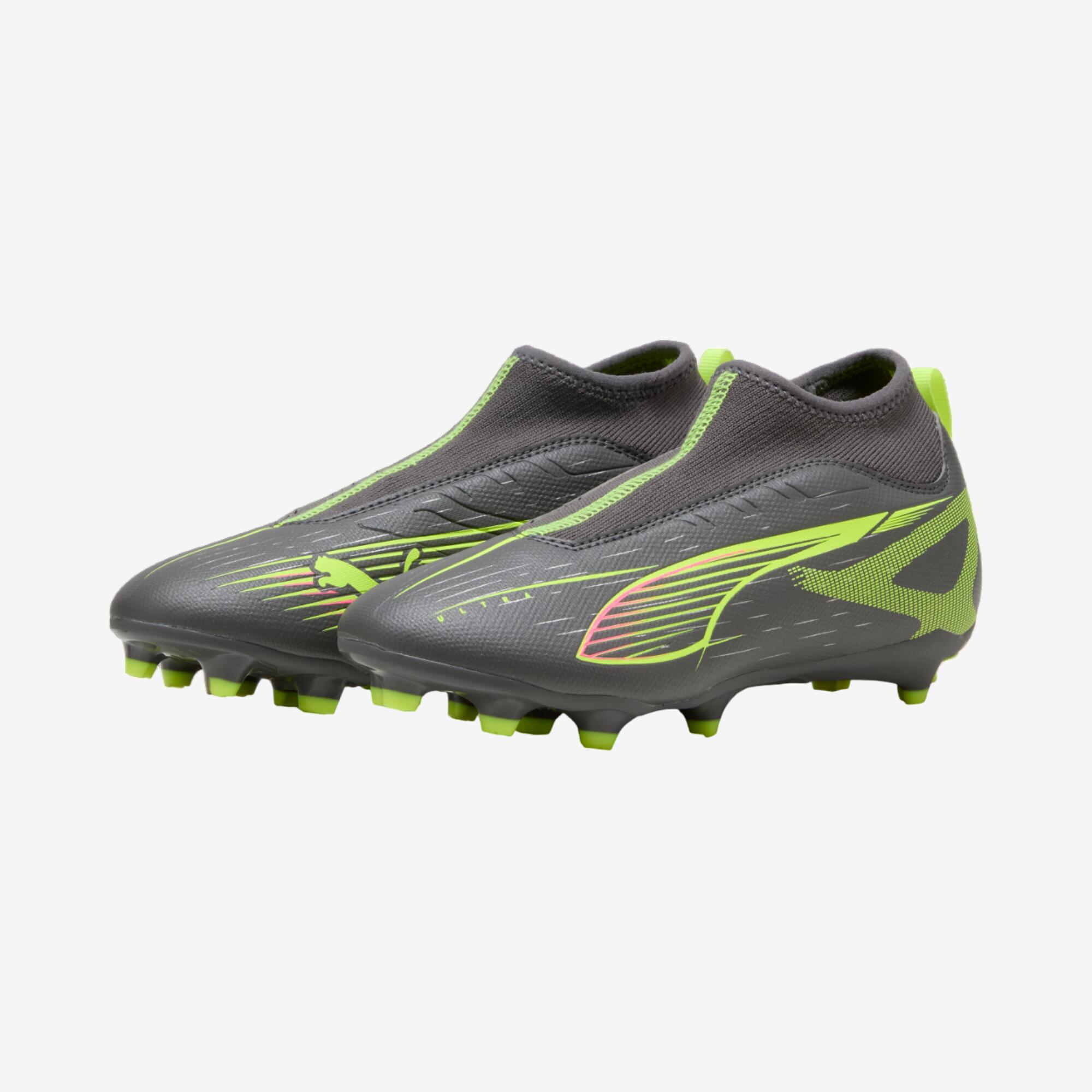 Puma Ultra 5 Match Laceless FG/AG kind voetbalschoenen zonder veters grijs 3/6
