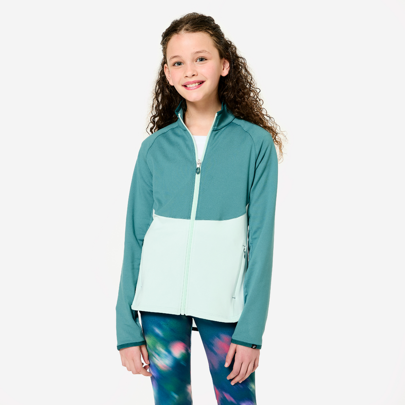 Veste de sport cintrée fille, bleu et vert menthe pour les clubs