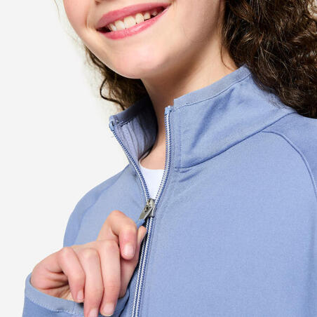 Кофта спортивна для дівчат приталена світло-блакитна/темно-синя