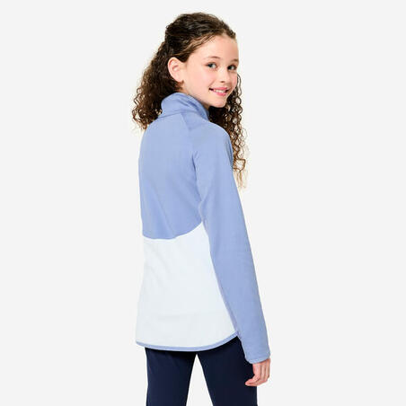 Кофта спортивна для дівчат приталена світло-блакитна/темно-синя