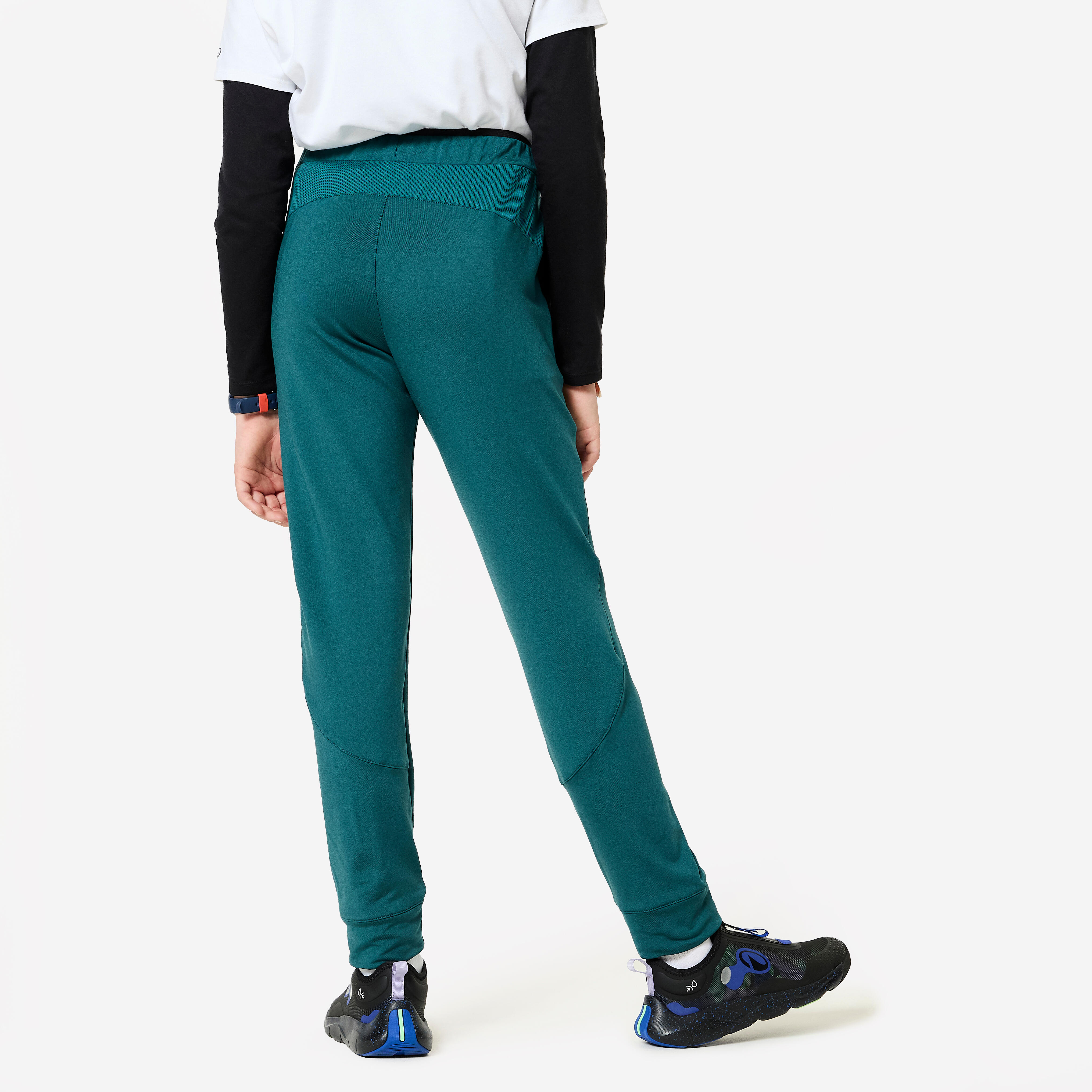 Kids' Warm Breathable Jogging Bottoms - Dark Green/Black