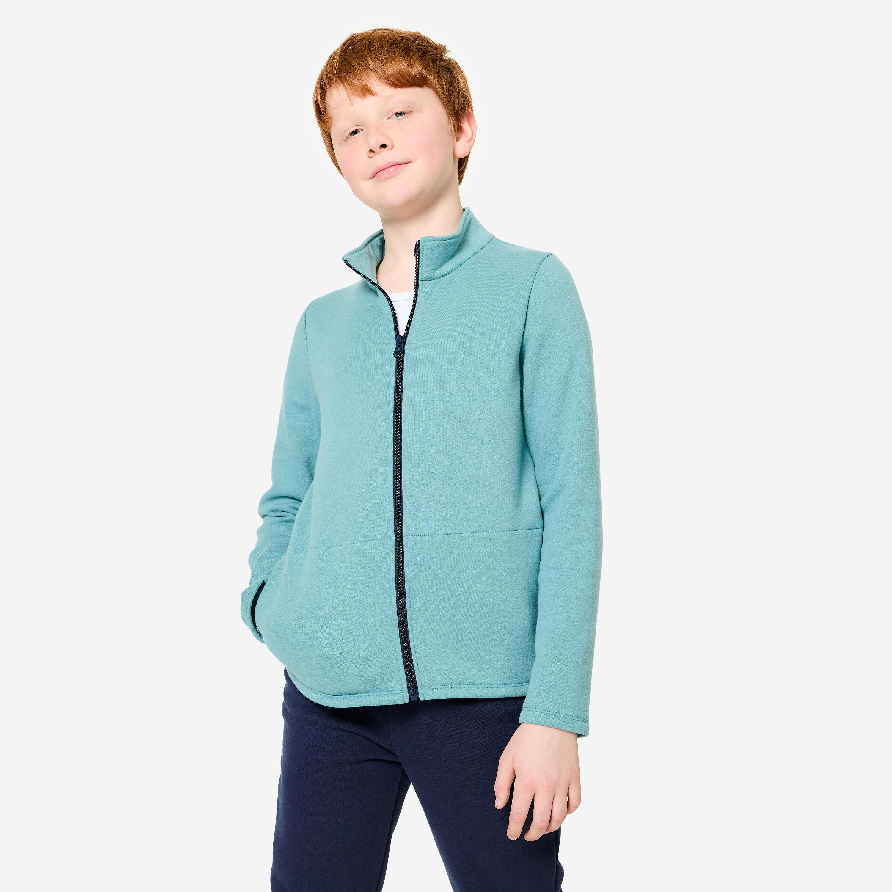 Survêtement chaud à zip enfant, bleu et bleu foncé 2/7