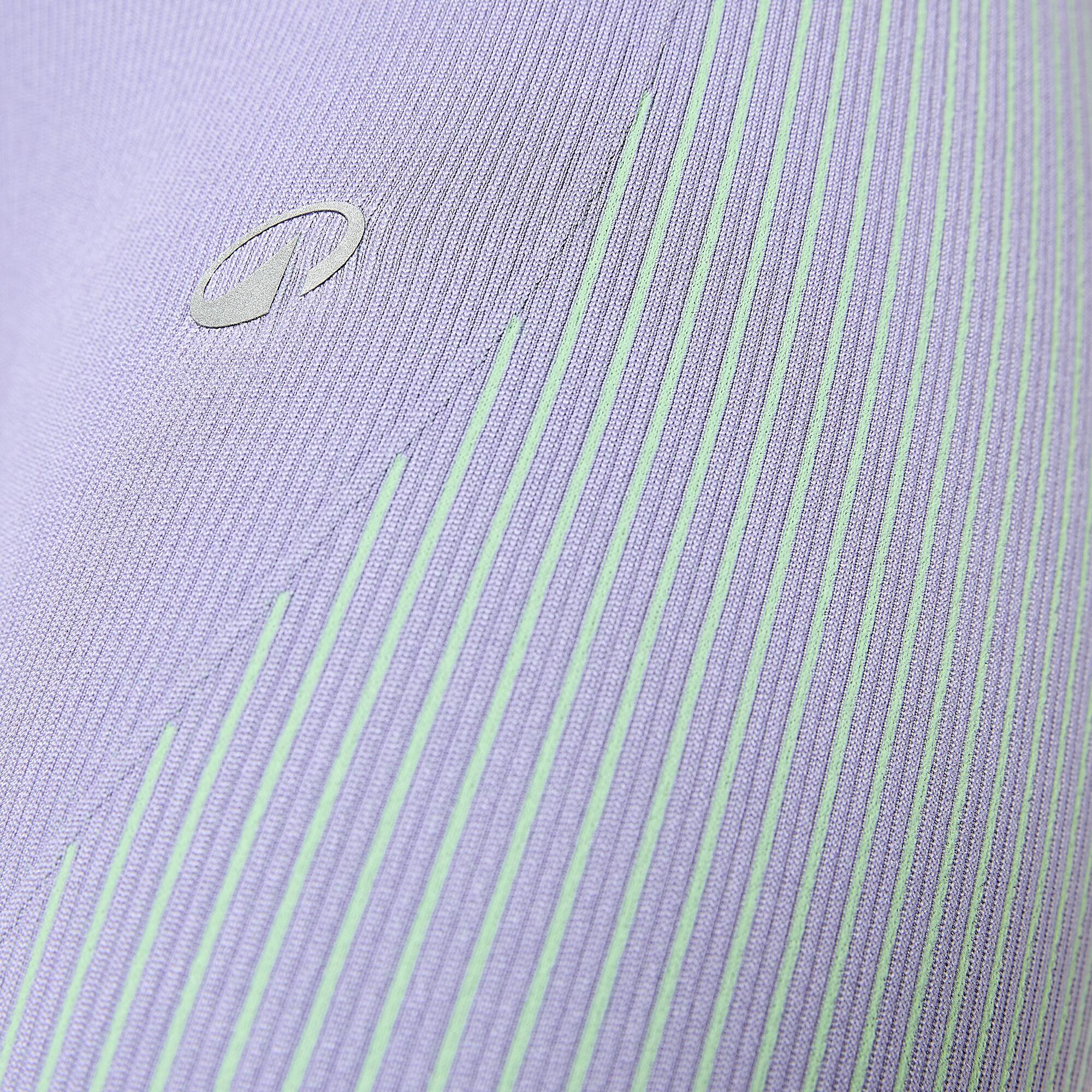 Leggings bambina ginnastica senza cuciture vita alta traspiranti rosa-verde 8/10