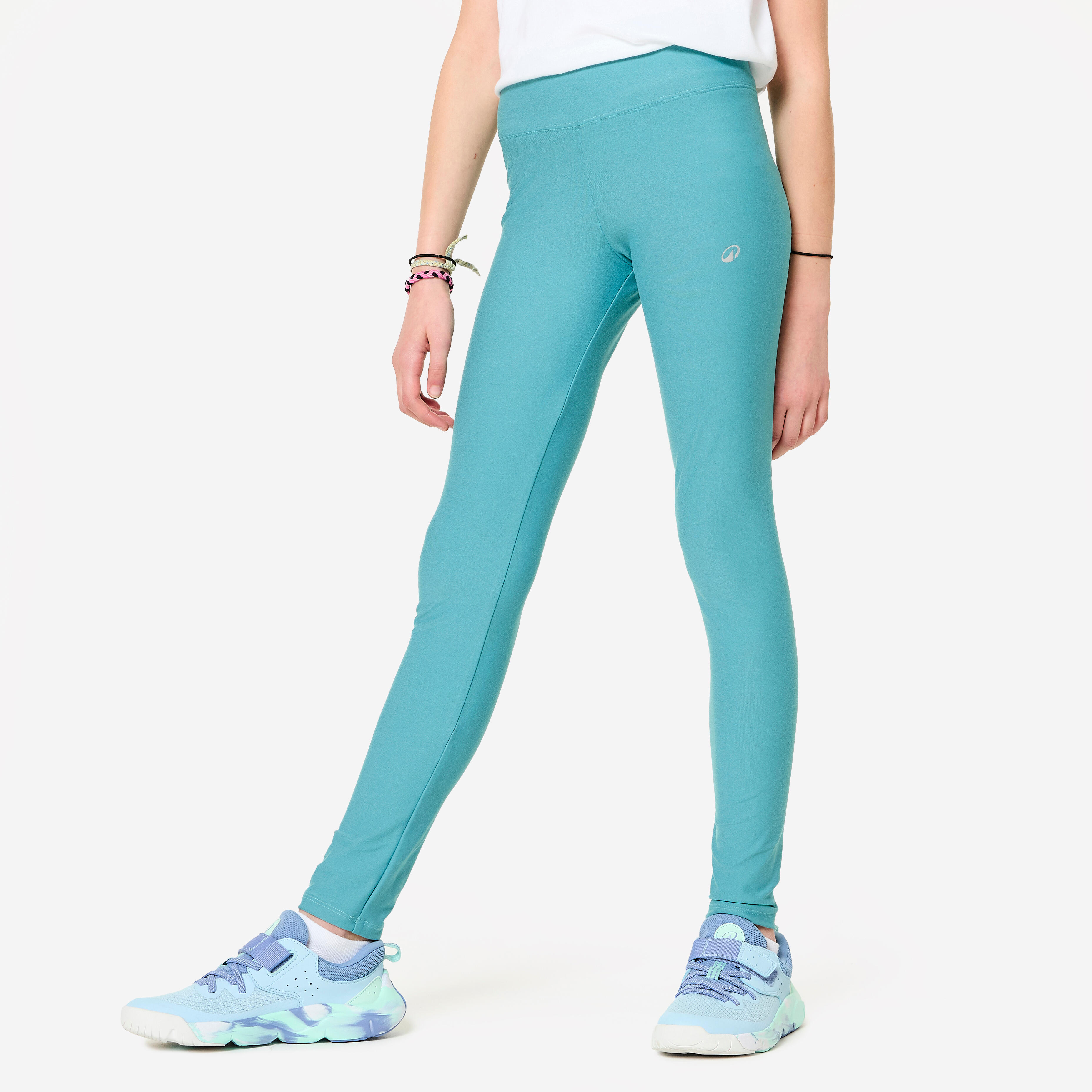 decathlon Girls' High-Waisted and Breathable Leggings - Blue-picture-14