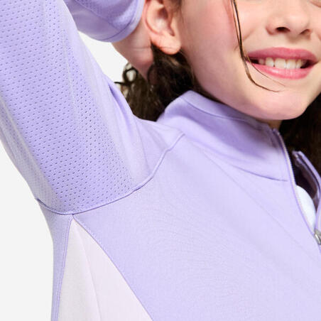 Куртка спортивна для дівчат приталена світло-рожева/темно-фіолетова