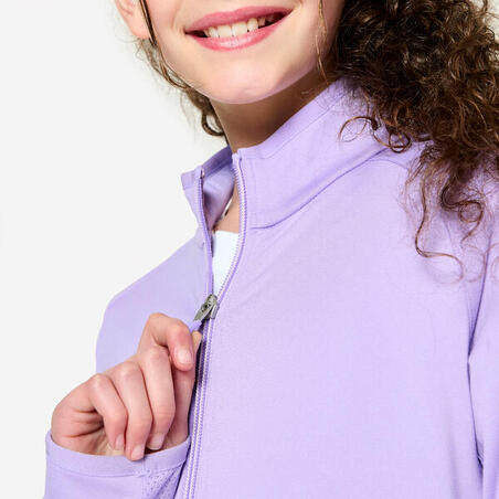Куртка спортивна для дівчат приталена світло-рожева/темно-фіолетова