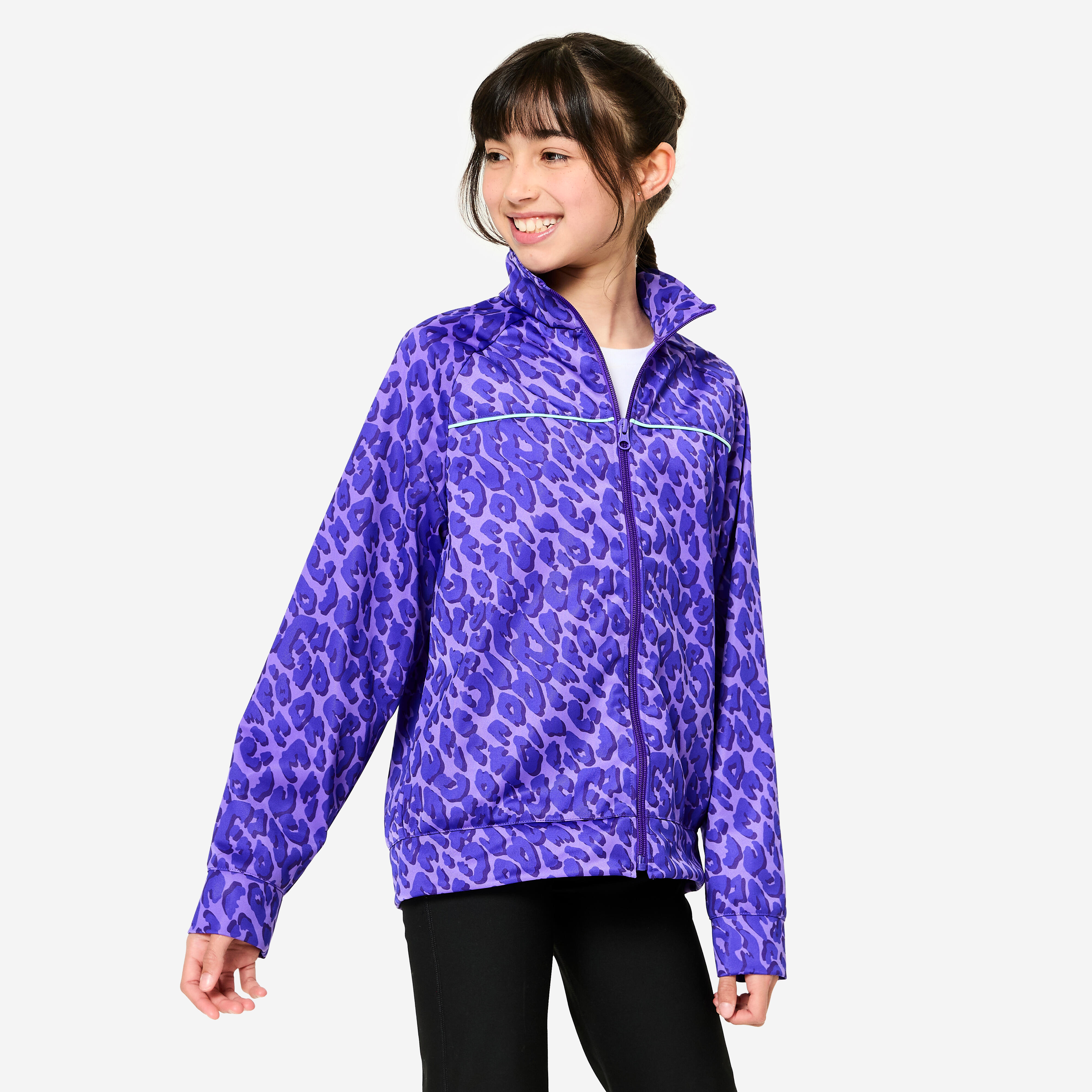 Decathlon Trainingsjacke Kinder atmungsaktiv – violett Leopardenprint | 03608393459794 Decathlon Trainingsjacke Kinder atmungsaktiv – violett Leopardenprint | 03608393459794