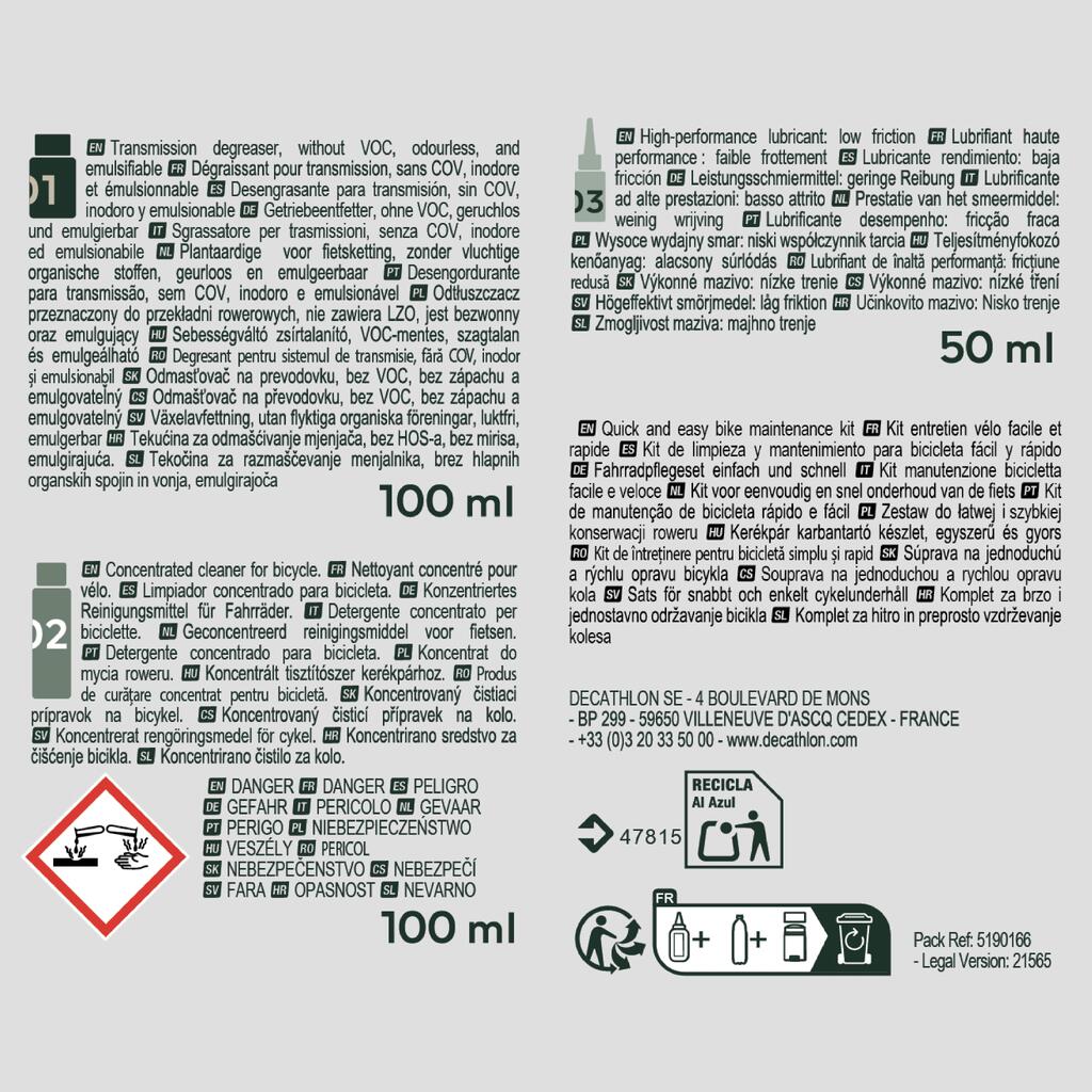 KIT ENTRETIEN ET NETTOYAGE VÉLO