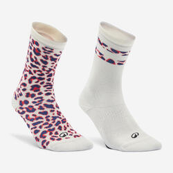 Chaussettes mi-hautes de fitness x2, rose