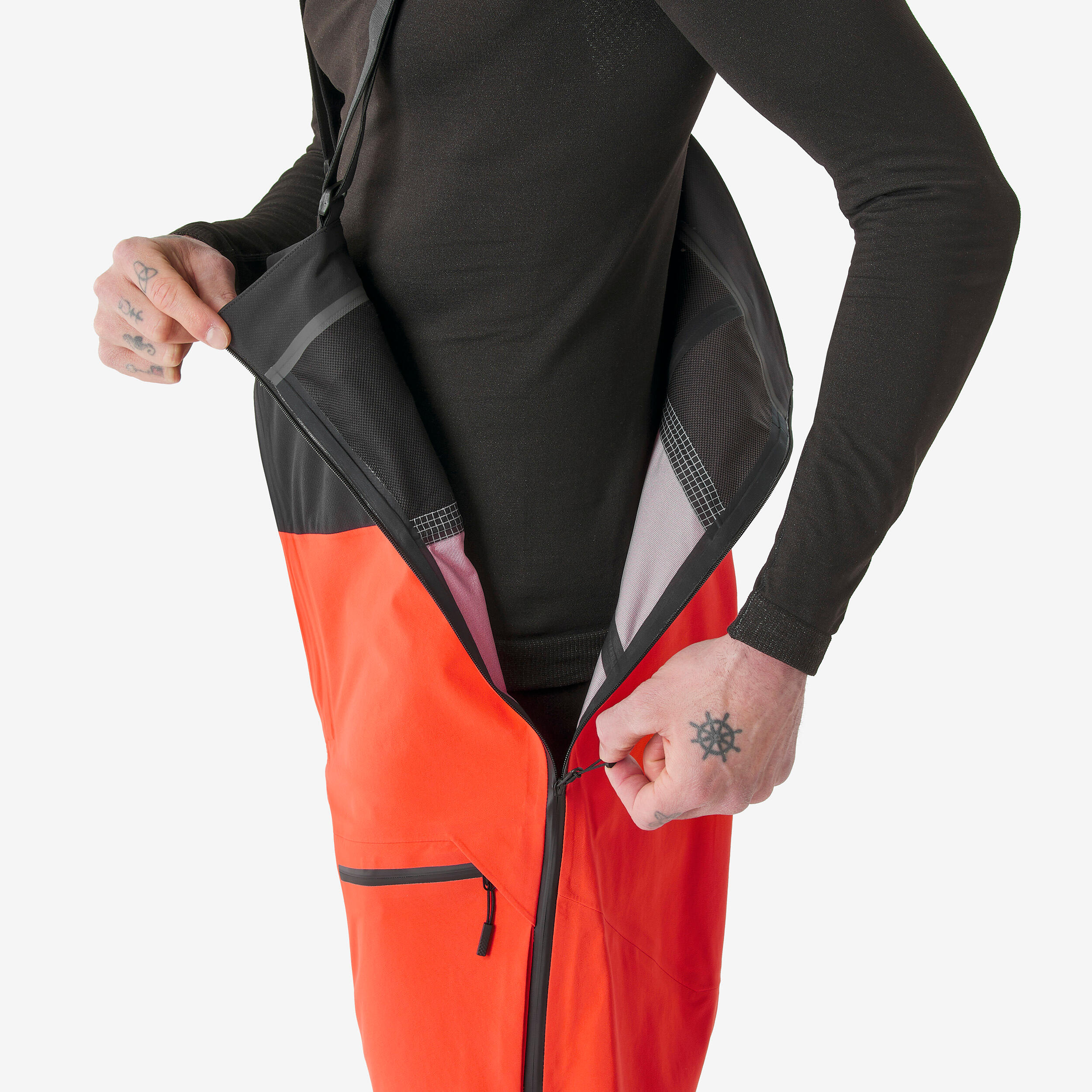 Pantalon de ski freeride imperméable homme, FR900 orange 10/12