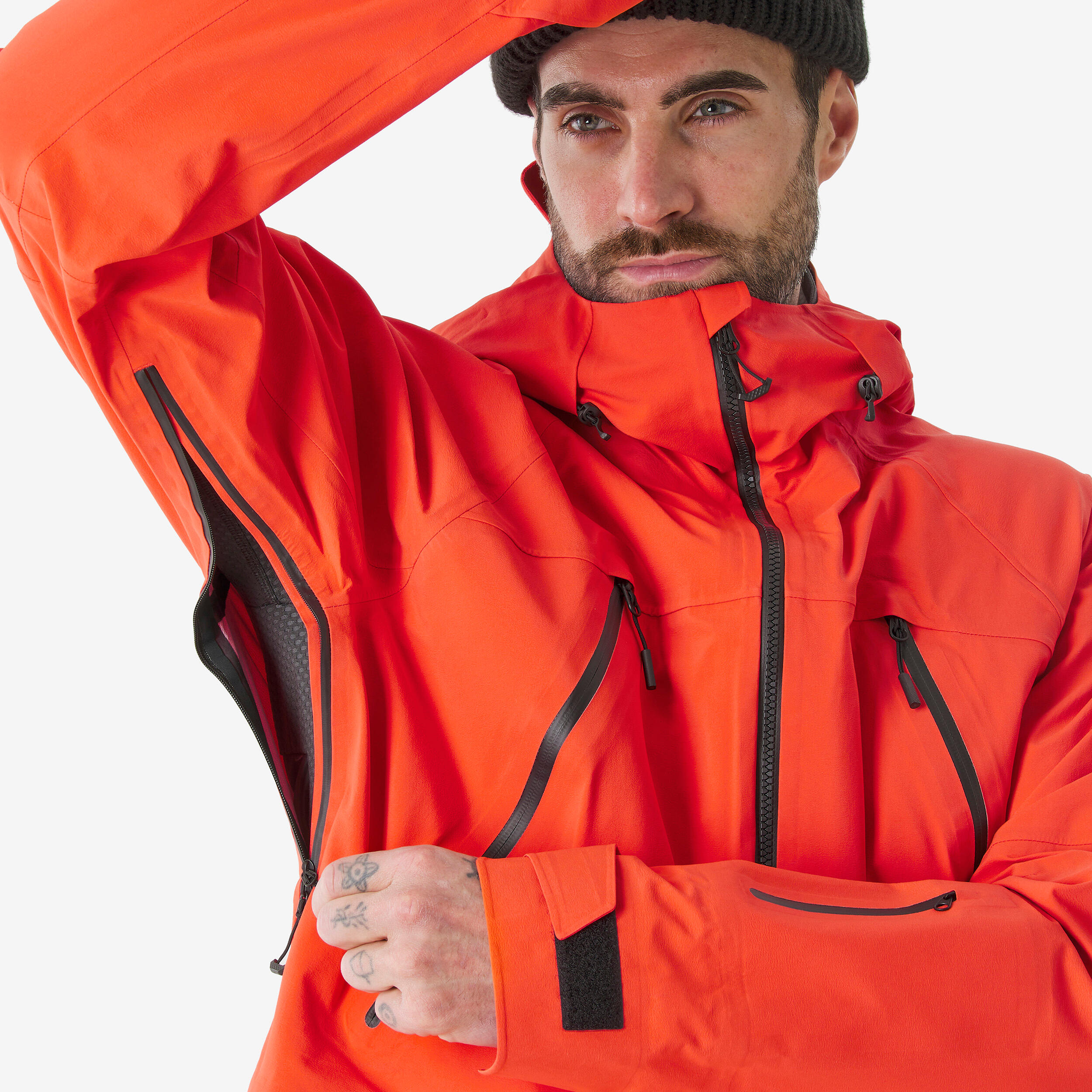 Men’s waterproof Freeride ski jacket, FR900 - Orange