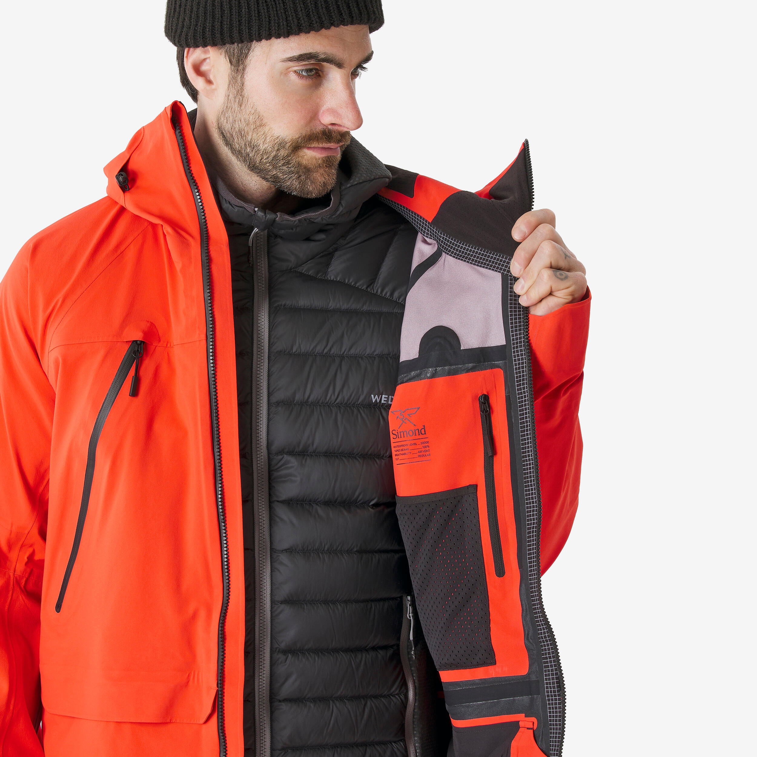 Men’s waterproof Freeride ski jacket, FR900 - Orange