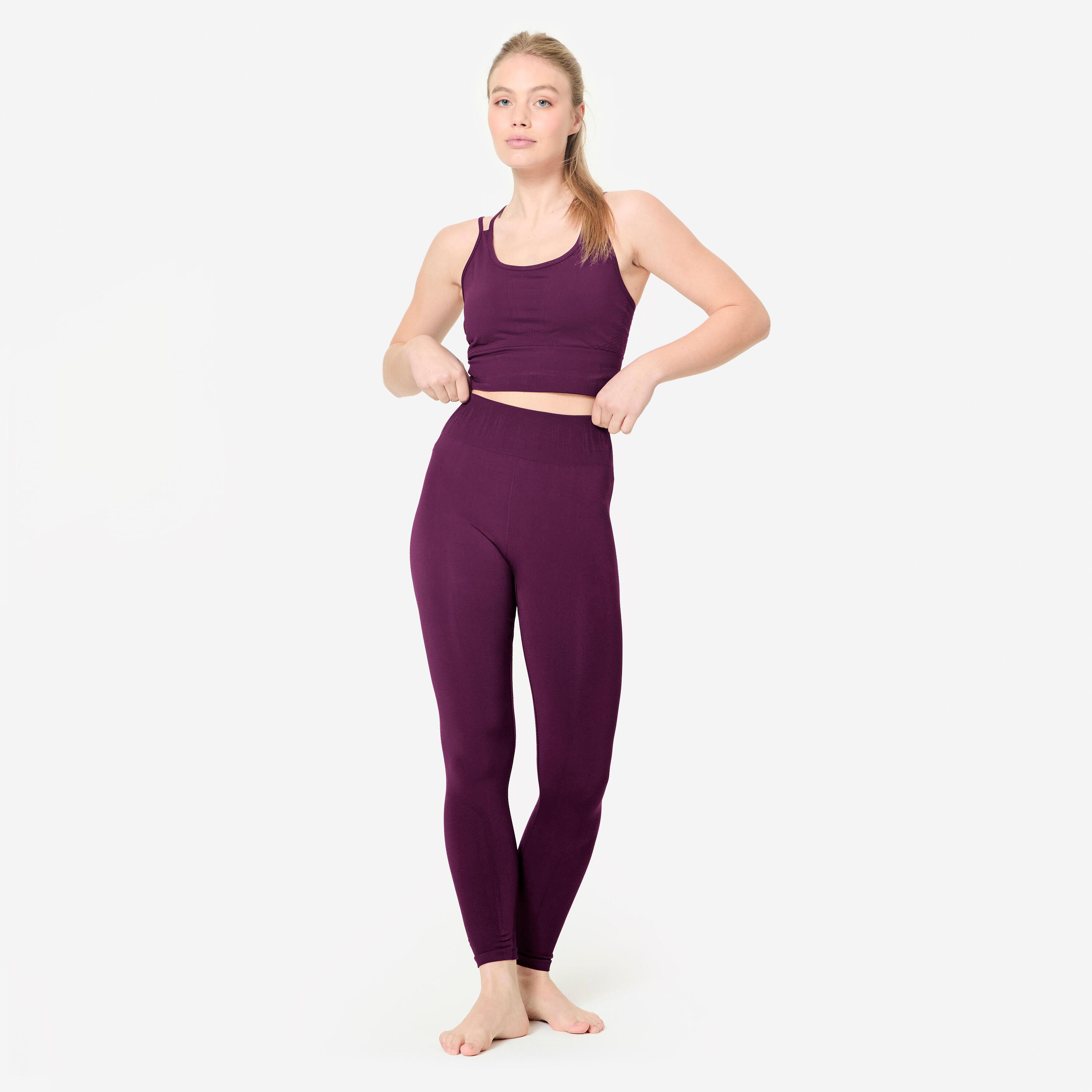 Brassière crop multi-bretelles maintien léger Femme, Violet 2/6