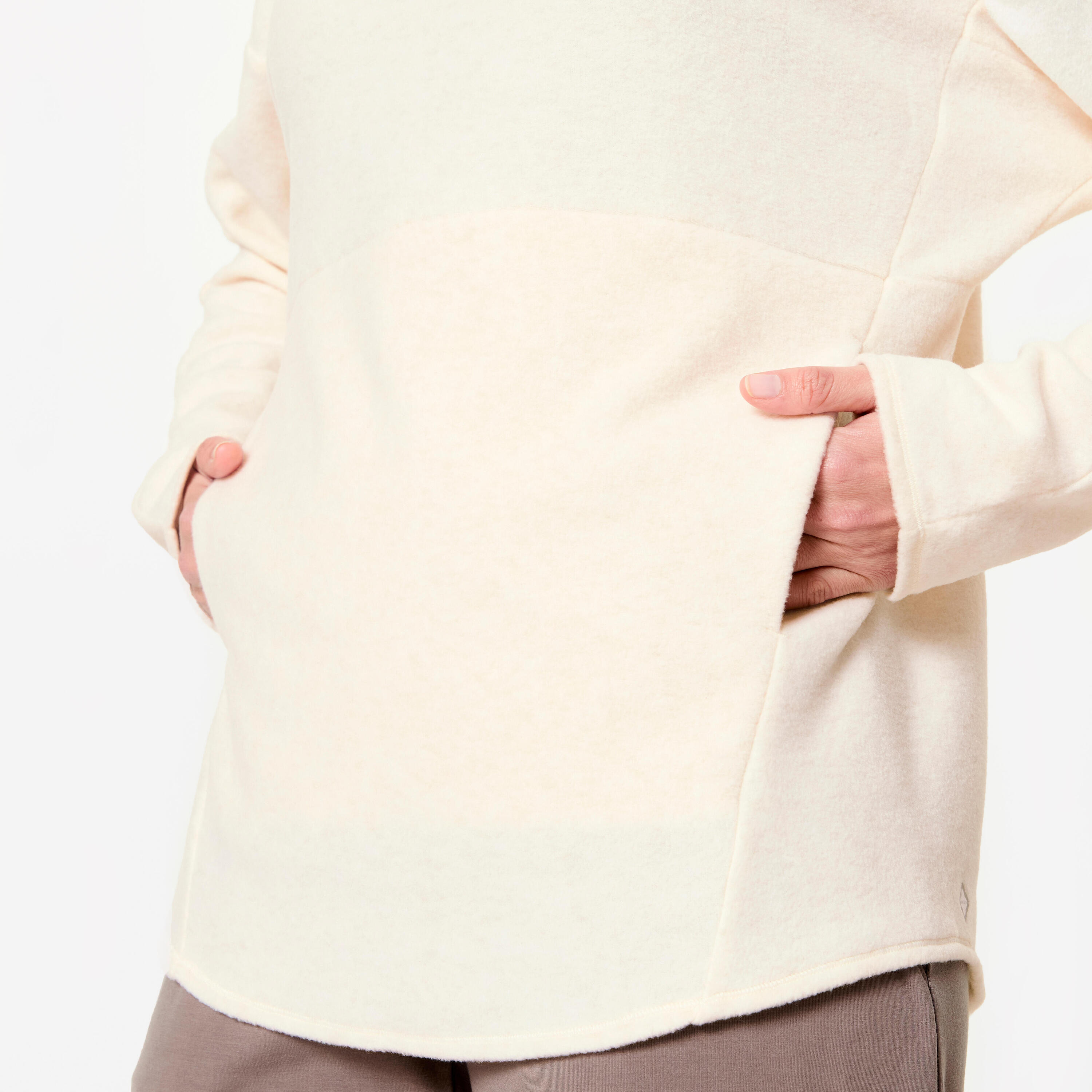 Sweatshirt Yoga Damen Entspannung Fleece - beige  6/7