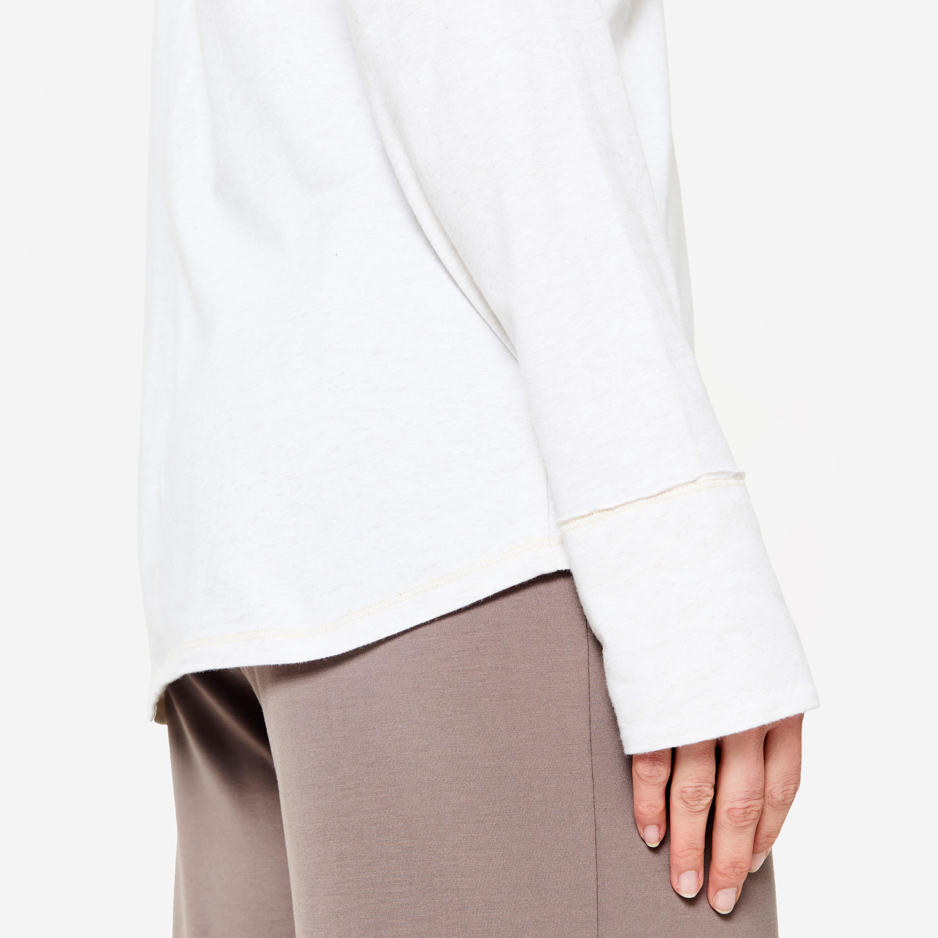 Langarmshirt sanftes Yoga Baumwolle - cremebeige  7/7