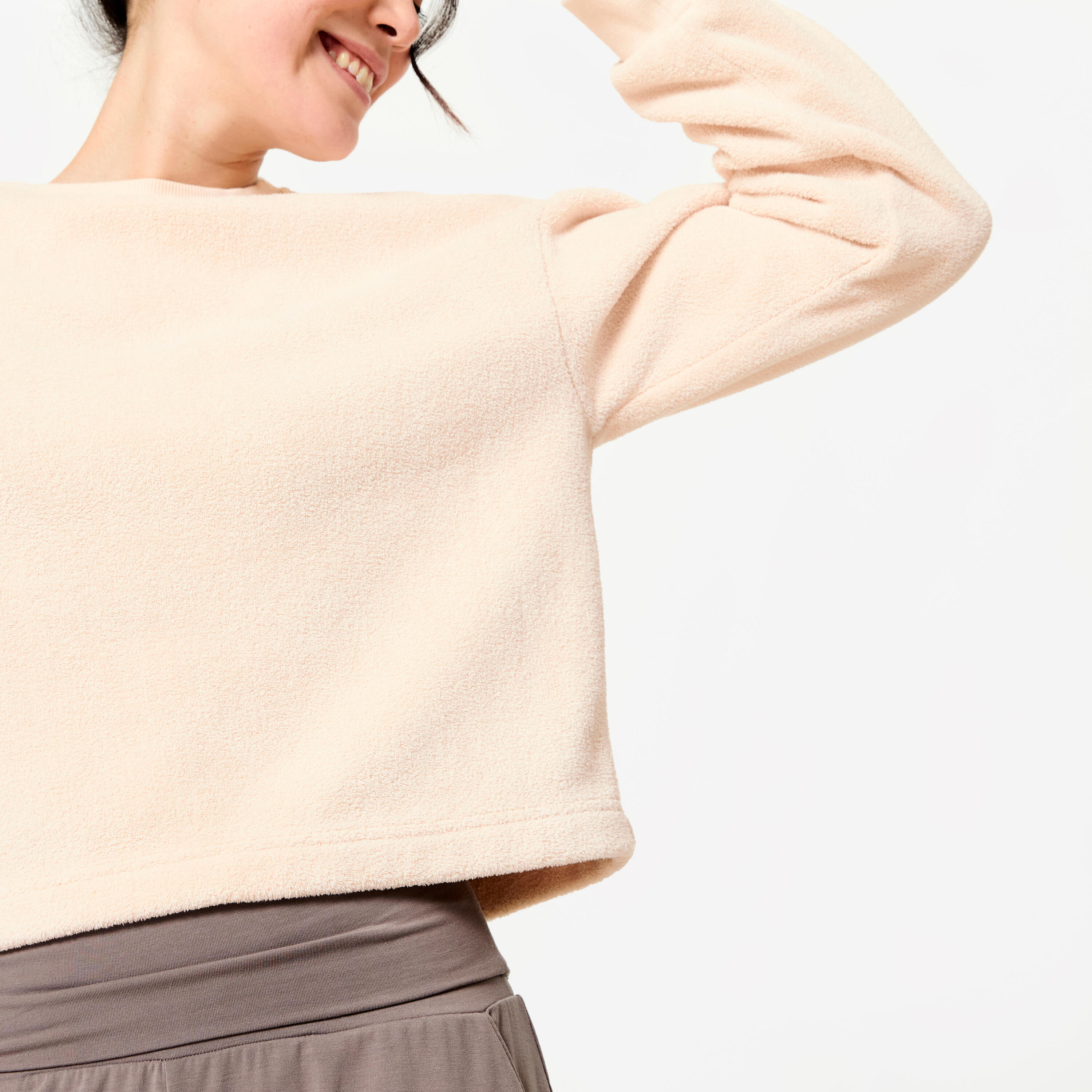 Fleece sweater voor yoga en meditatie Cocoon beige 3/8
