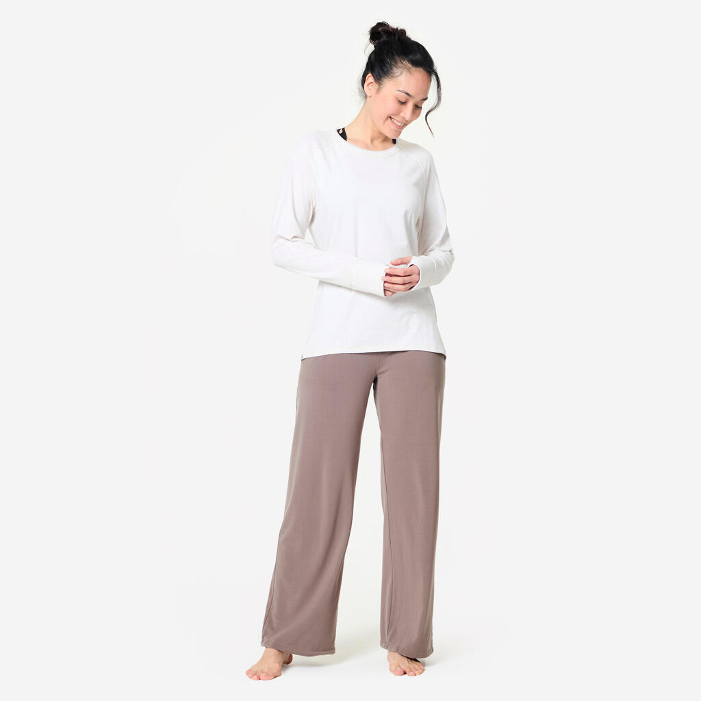 Langarmshirt sanftes Yoga Baumwolle - schwarz