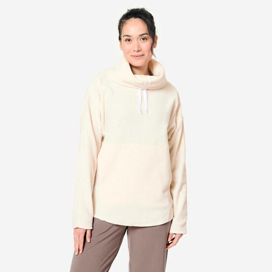 Sweatshirt Yoga Damen Entspannung Fleece - beige