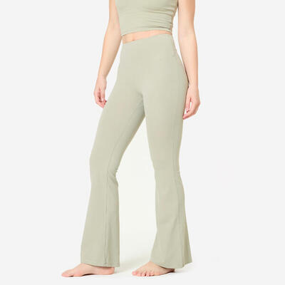Rekbare en zachte flared broek voor yoga en pilates breathe groen
