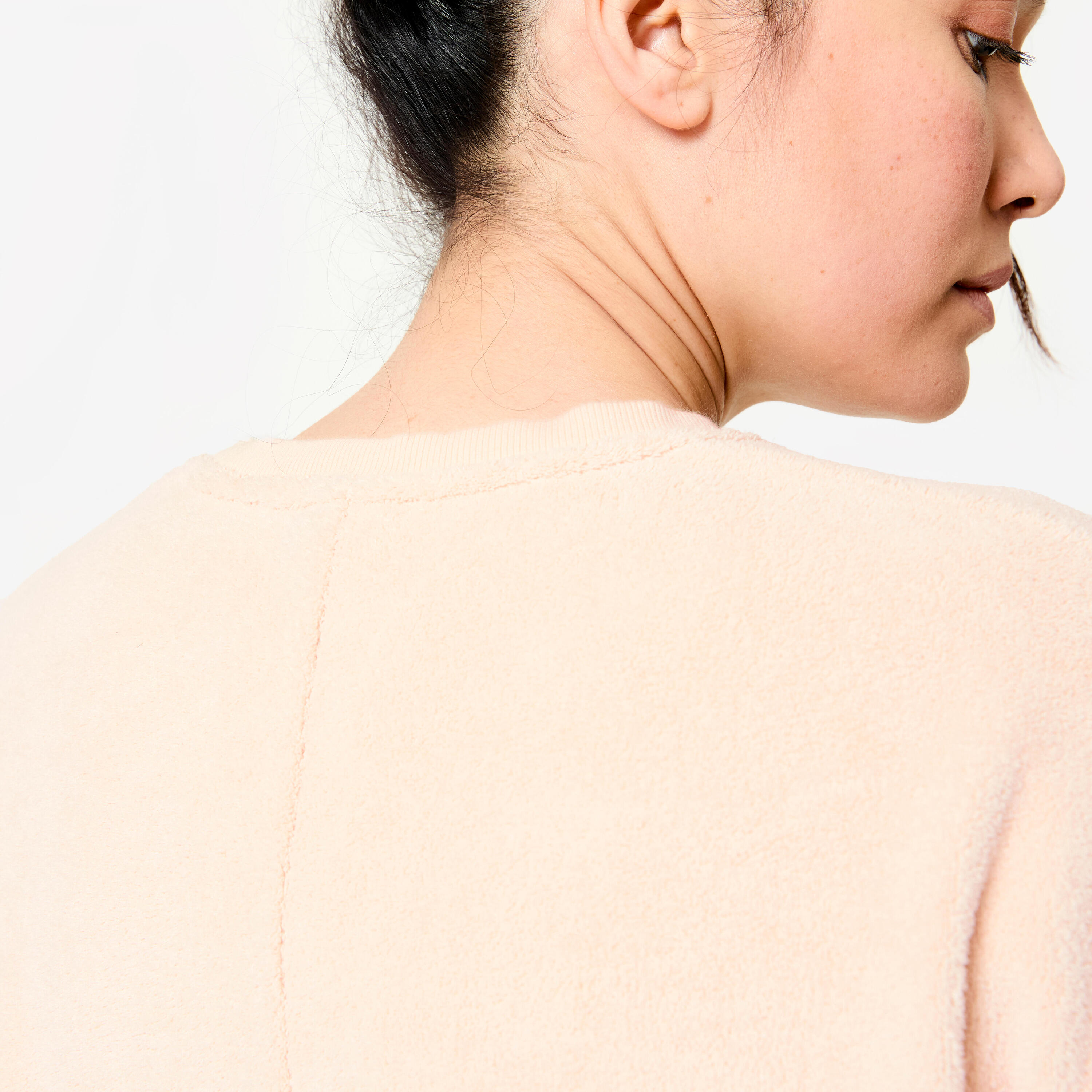 Fleece sweater voor yoga en meditatie Cocoon beige 7/8