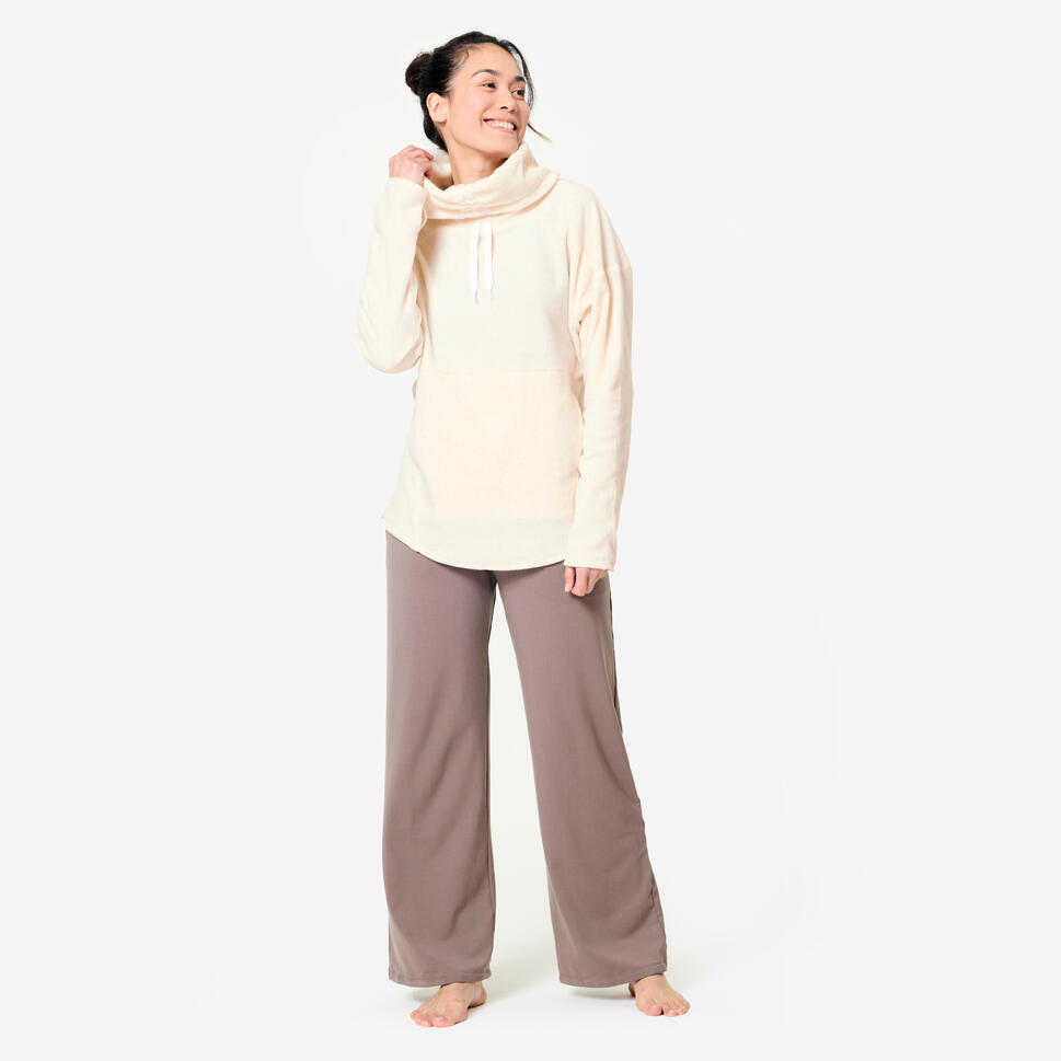Bluza Do Jogi I Relaksacji Damska Polarowa Beżowa Kimjaly