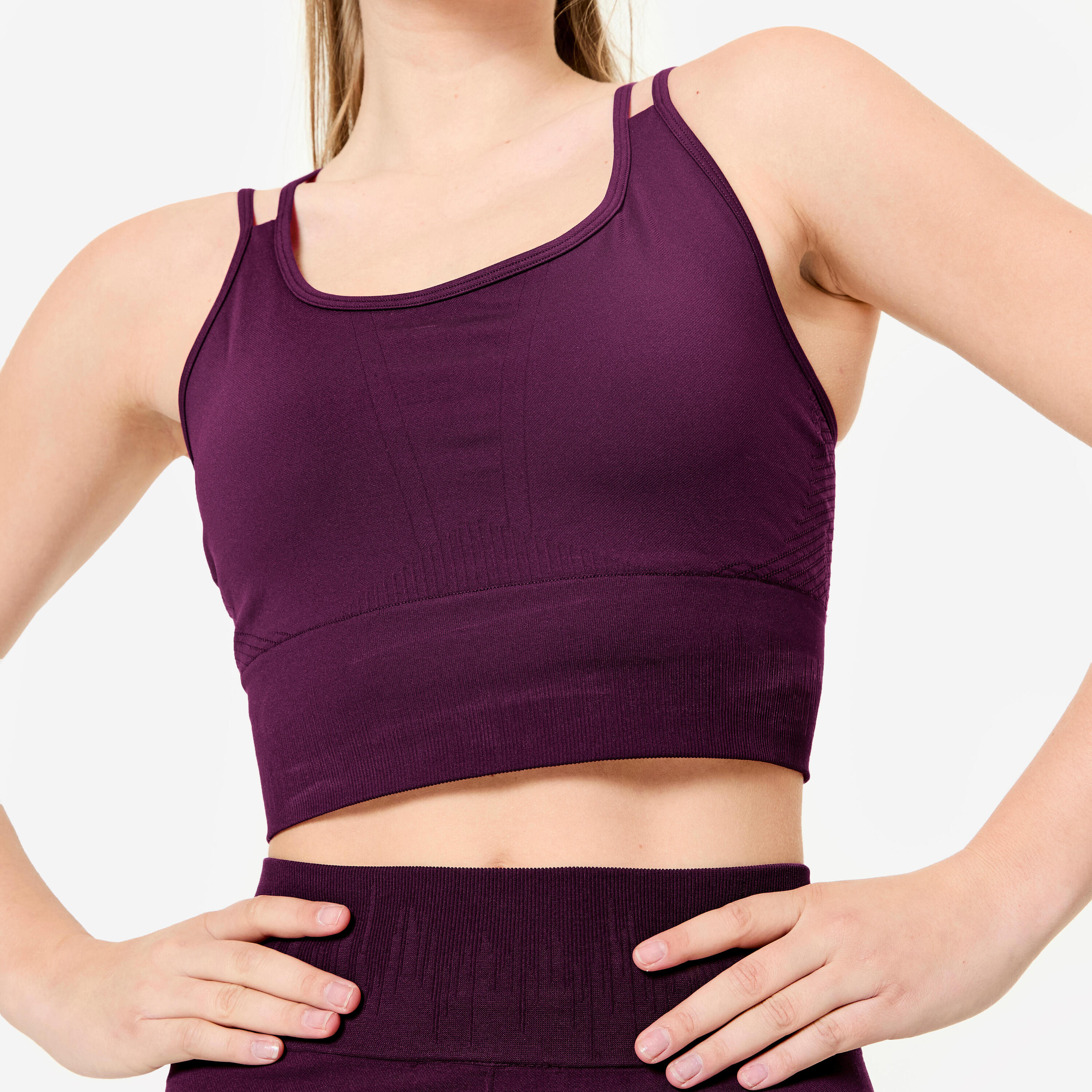 Brassière crop multi-bretelles maintien léger Femme, Violet 6/6