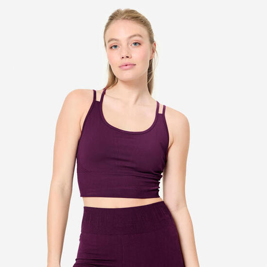 Crop-Top-Sport-BH mit leichtem Halt für Damen, Violett