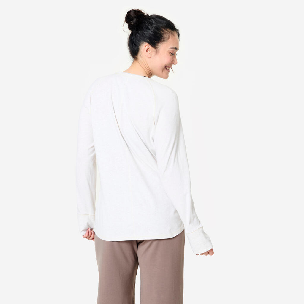 Langarmshirt sanftes Yoga Baumwolle - schwarz