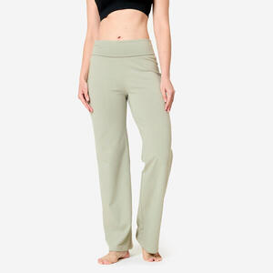 Pantalón Yoga Mujer Verde Algodón Suave Talle Alto
