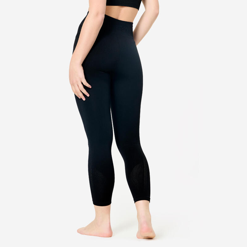 7/8 seamless hot yoga legging, black KIMJALY Decathlon