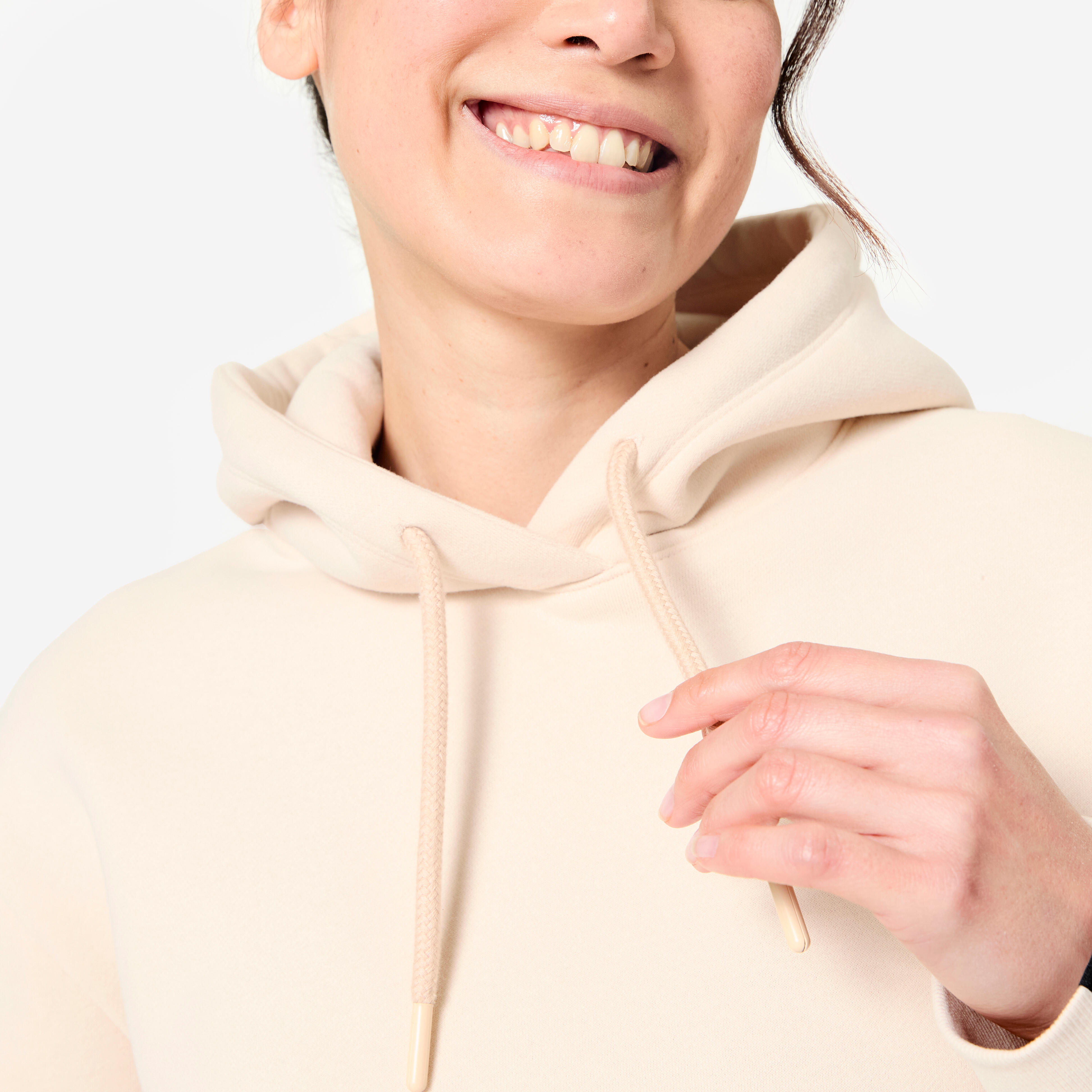 Women's Fitness warm Hoodie, cream beige