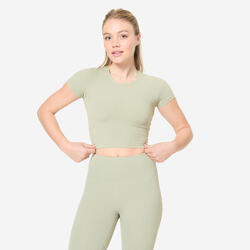 T-shirt Extensível e Suave Yoga e Pilates Mulher Breathe Verde