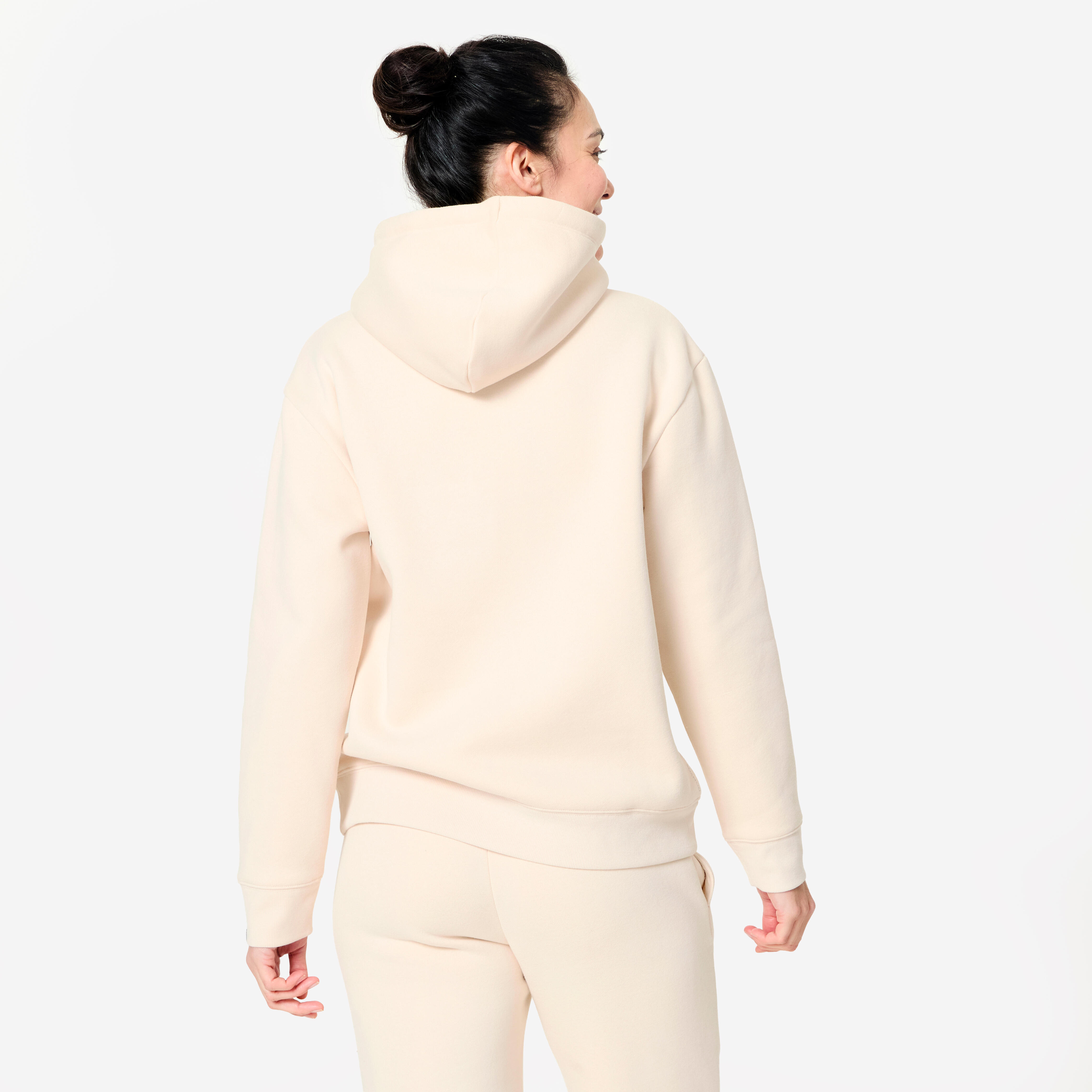 Women's Fitness warm Hoodie, cream beige