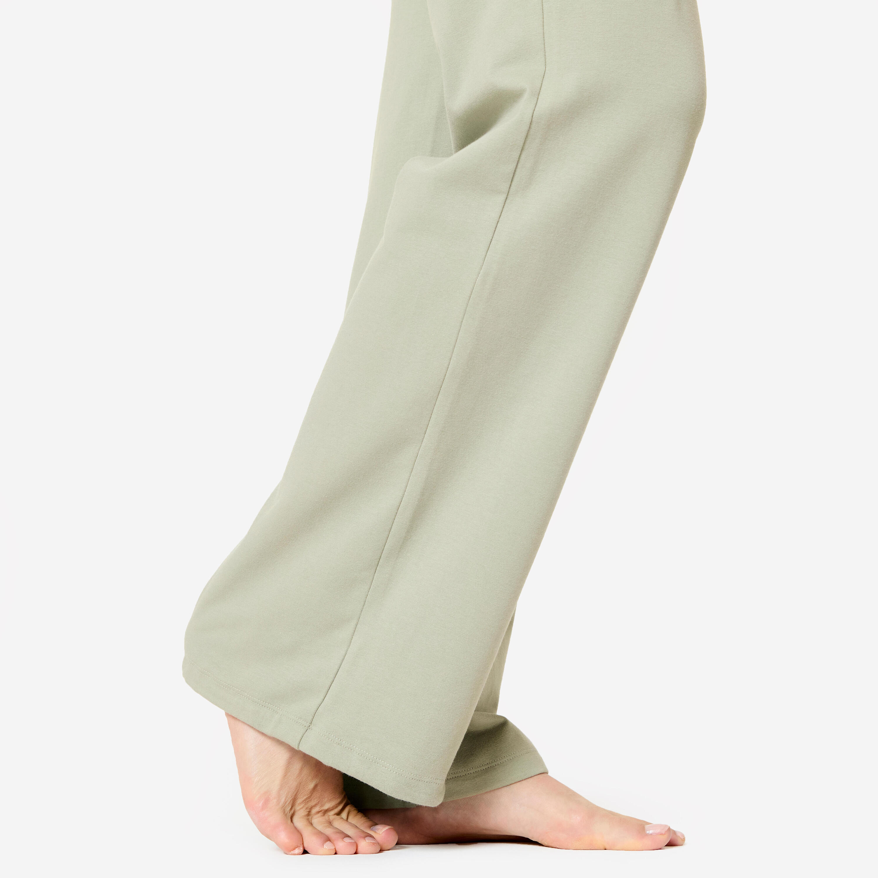 Pantalón Yoga Mujer Verde Algodón Suave Talle Alto 6/8