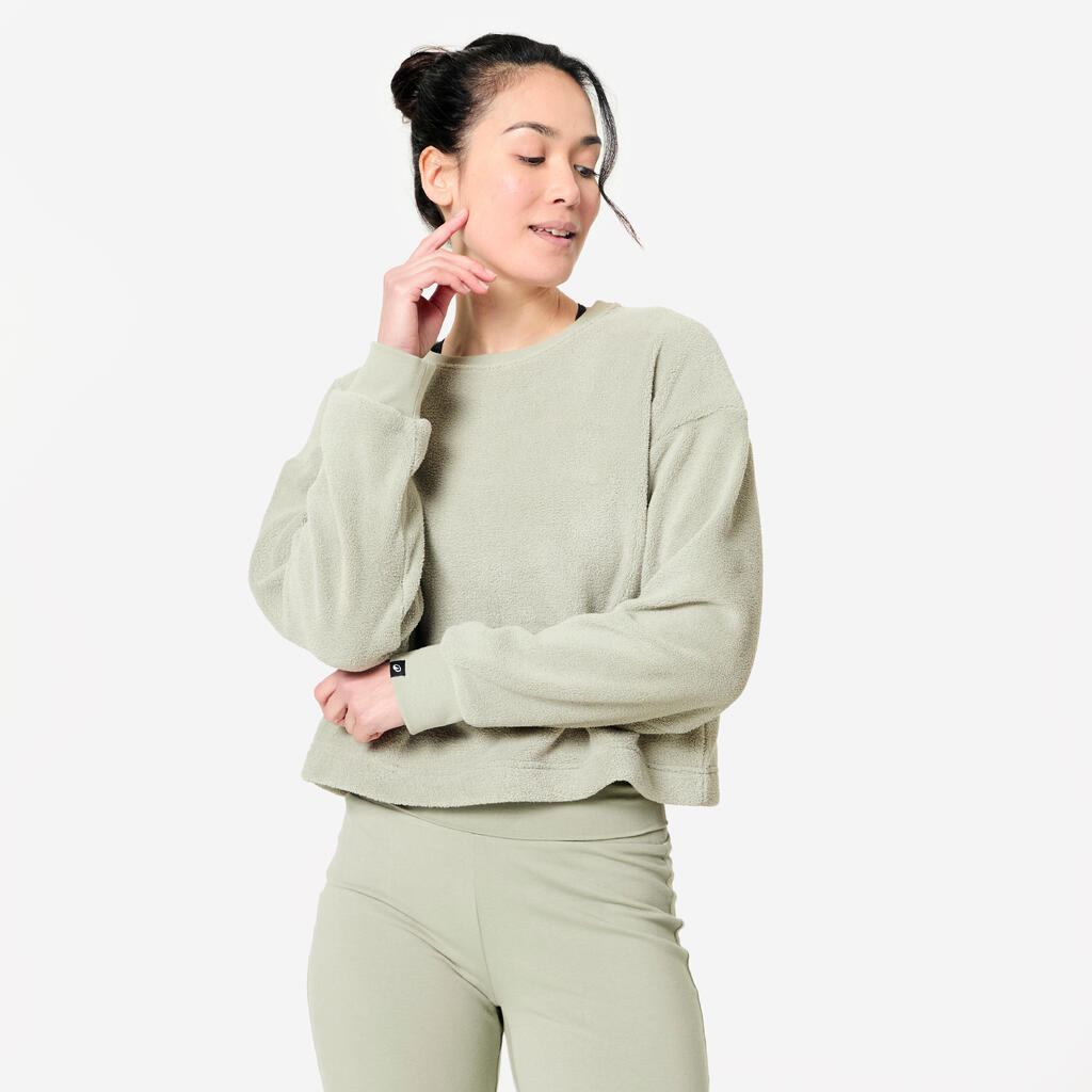 Zeleni duks od flisa za jogu i meditaciju COCOON