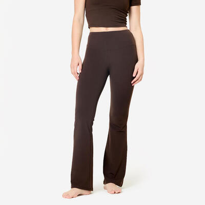 Rekbare en zachte flared broek voor yoga en pilates breathe bruin