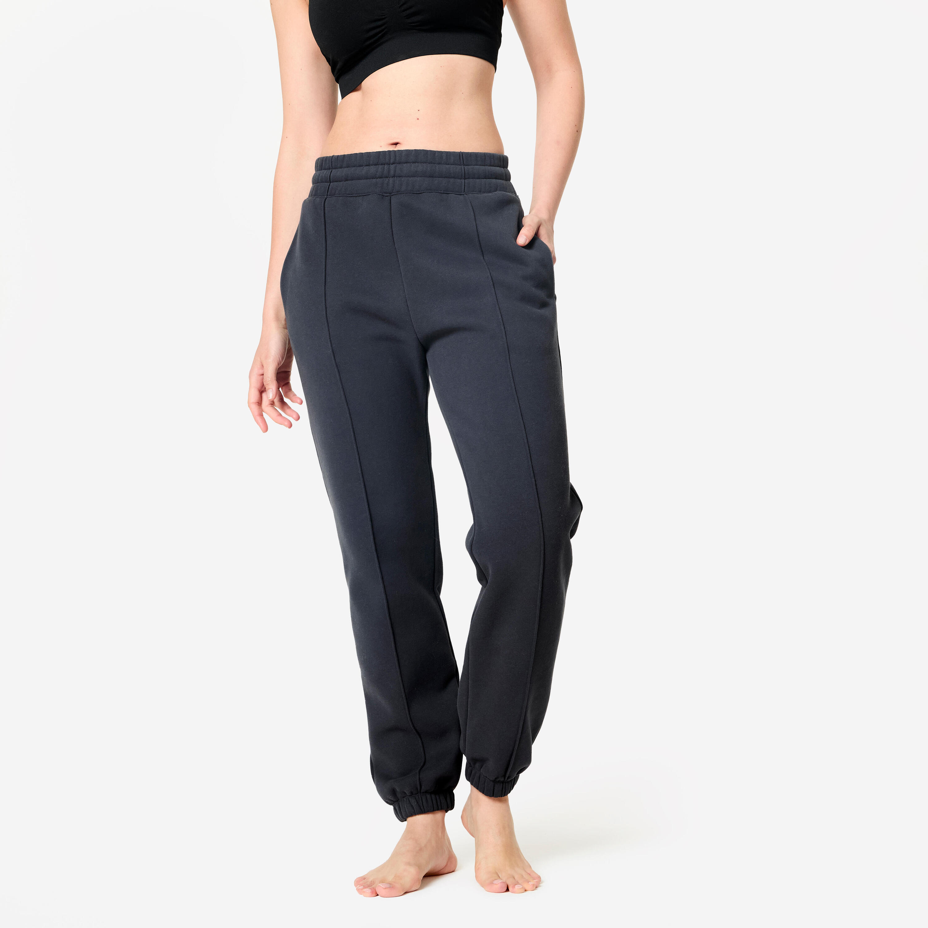 DOMYOS Women's fitness fleece warm pant, graphite grey